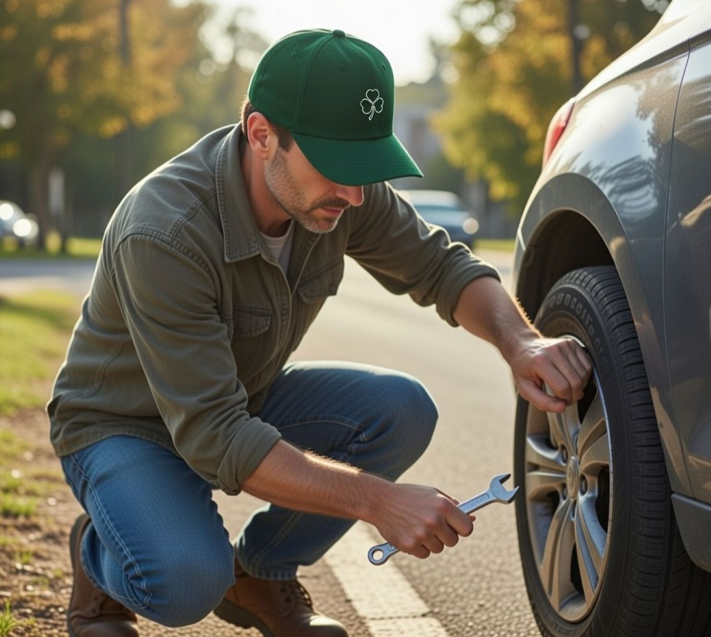 Alpha Dad Shamrock Hat – Embroidered Four-Leaf Clover Cap product thumbnail image