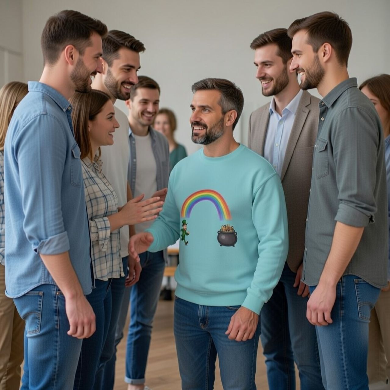 Horniest Man Alive (HMA) Sweatshirt – Funny St. Patrick’s Day Rainbow Leprechaun Crewneck for Pub Crawls & Parties product thumbnail image Horniest Man Alive (HMA) Sweatshirt – Funny St. Patrick’s Day Rainbow Leprechaun Crewneck for Pub Crawls & Parties product thumbnail image