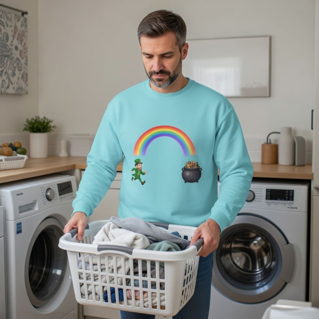 Horniest Man Alive (HMA) Sweatshirt – Funny St. Patrick’s Day Rainbow Leprechaun Crewneck for Pub Crawls &amp; Parties