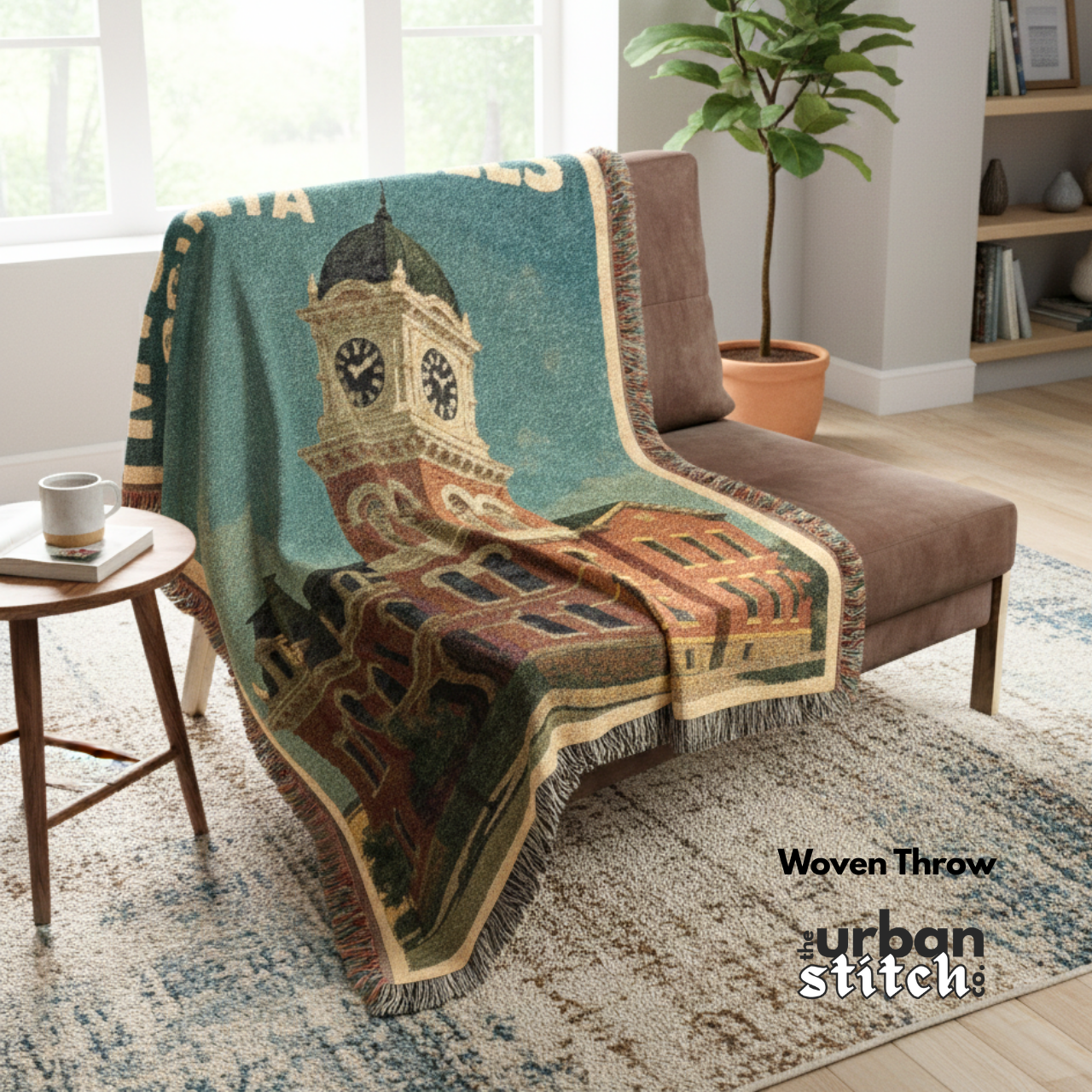 Clock Tower Woven Blanket | Mystic Falls, Virginia | The Vampire Diaries Inspired product thumbnail image
