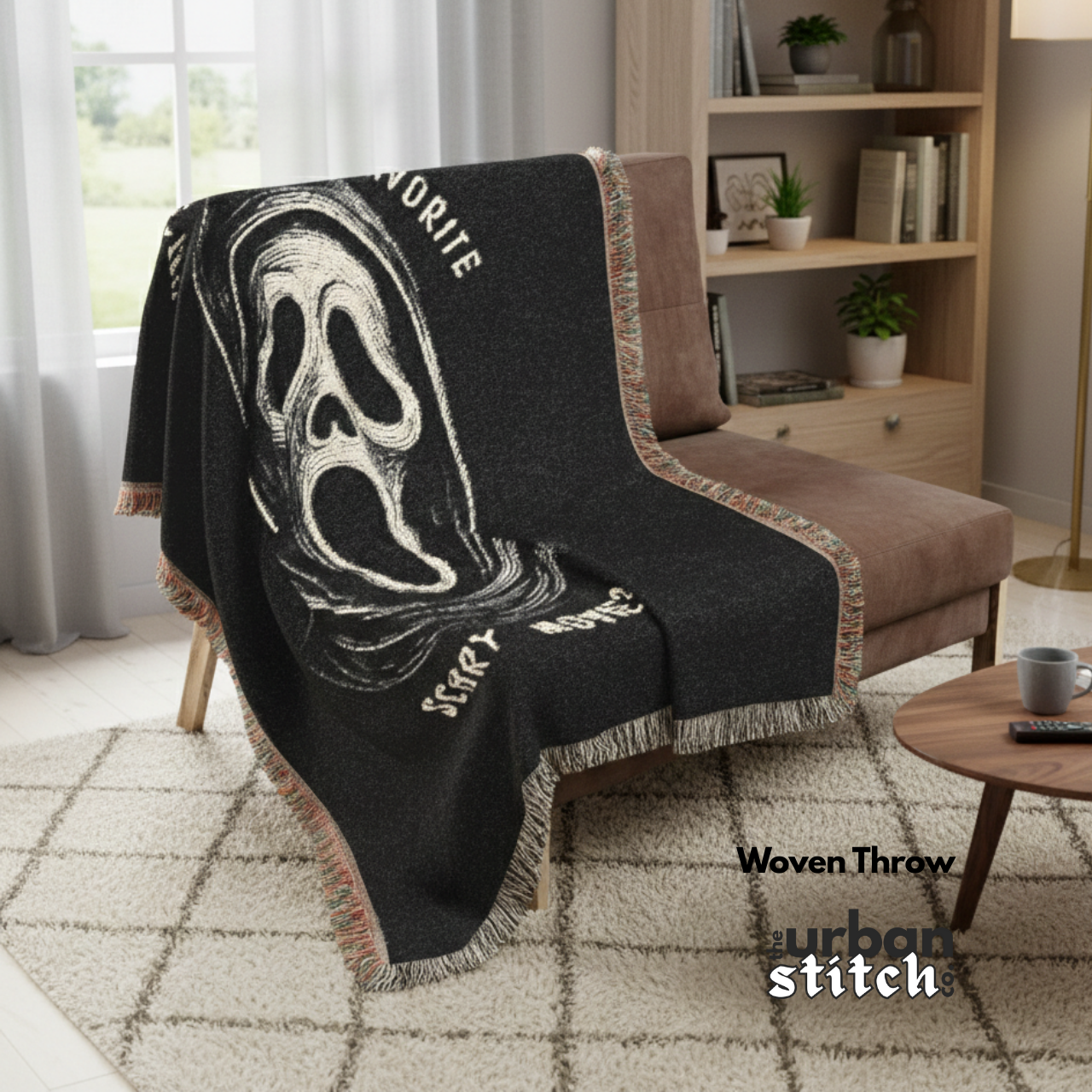 Scream: Movie Inspired Woven Throw Blanket product thumbnail image Scream: Movie Inspired Woven Throw Blanket product thumbnail image