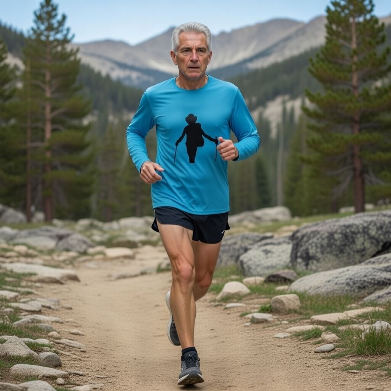 Poncho Is A Legend – Men’s UV Long Sleeve Shirt with Walking Stick Silhouette — Sun Protection Active Tee product thumbnail image Poncho Is A Legend – Men’s UV Long Sleeve Shirt with Walking Stick Silhouette — Sun Protection Active Tee product thumbnail image