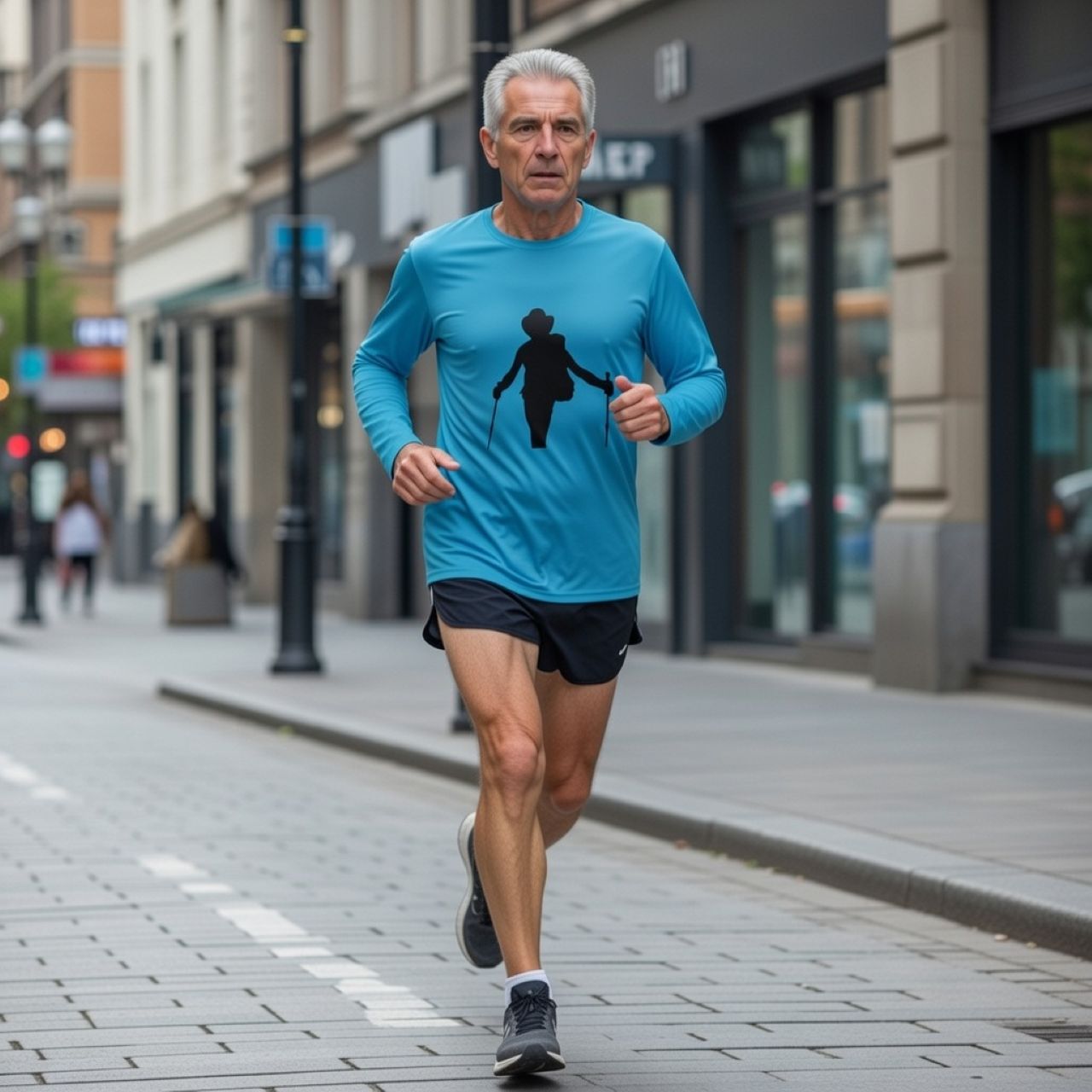 Poncho Is A Legend – Men’s UV Long Sleeve Shirt with Walking Stick Silhouette — Sun Protection Active Tee product thumbnail image