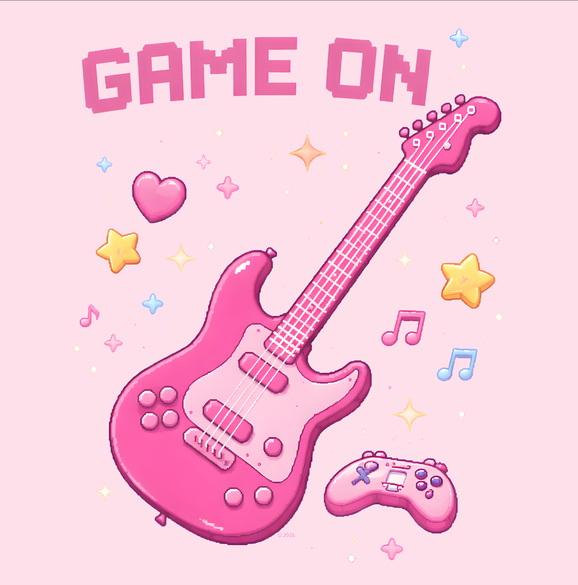 "Game On" Pink Guitar T-Shirt product thumbnail image "Game On" Pink Guitar T-Shirt product thumbnail image