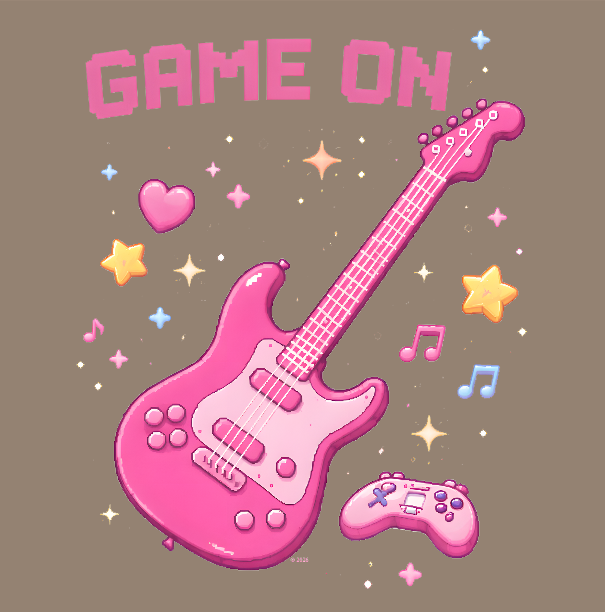 "Game On" Pink Guitar T-Shirt product thumbnail image "Game On" Pink Guitar T-Shirt product thumbnail image
