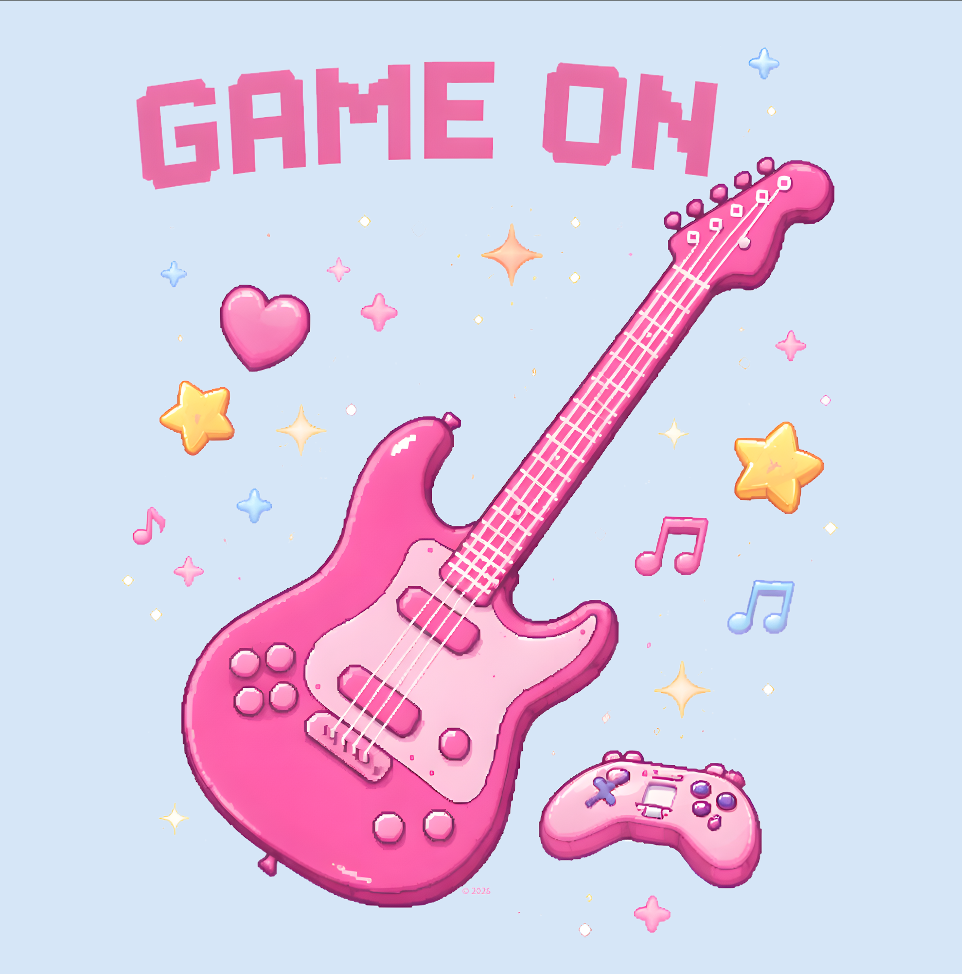 "Game On" Pink Guitar T-Shirt product thumbnail image "Game On" Pink Guitar T-Shirt product thumbnail image