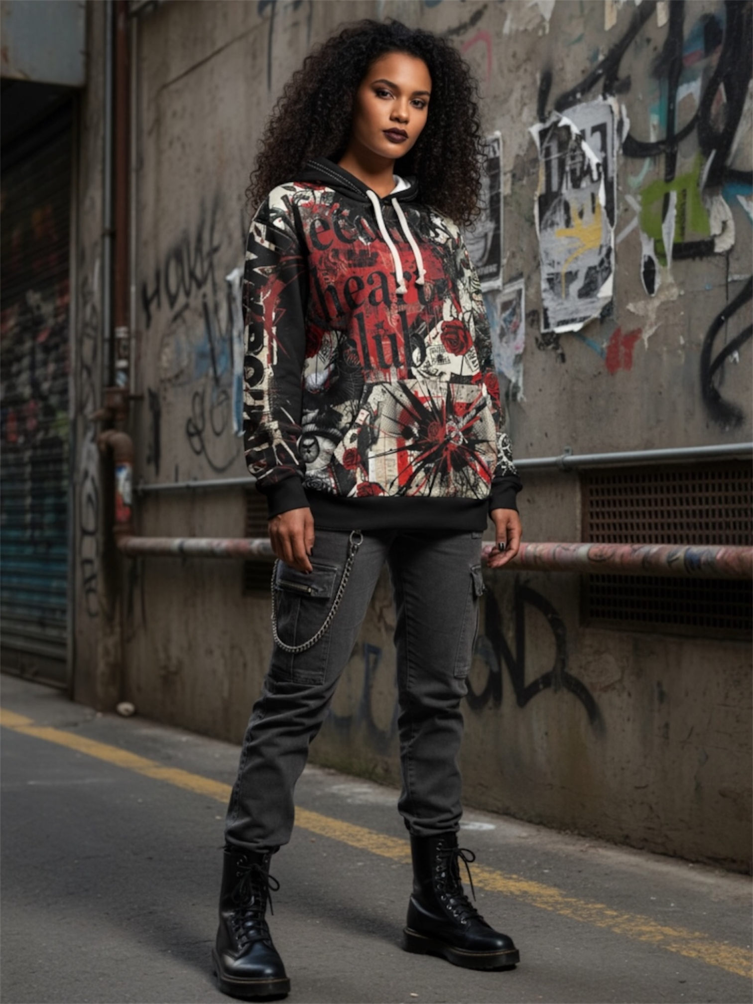 “Bleeding Heart Club” Retro Grunge Hoodie — Trashpolka Pullover product thumbnail image