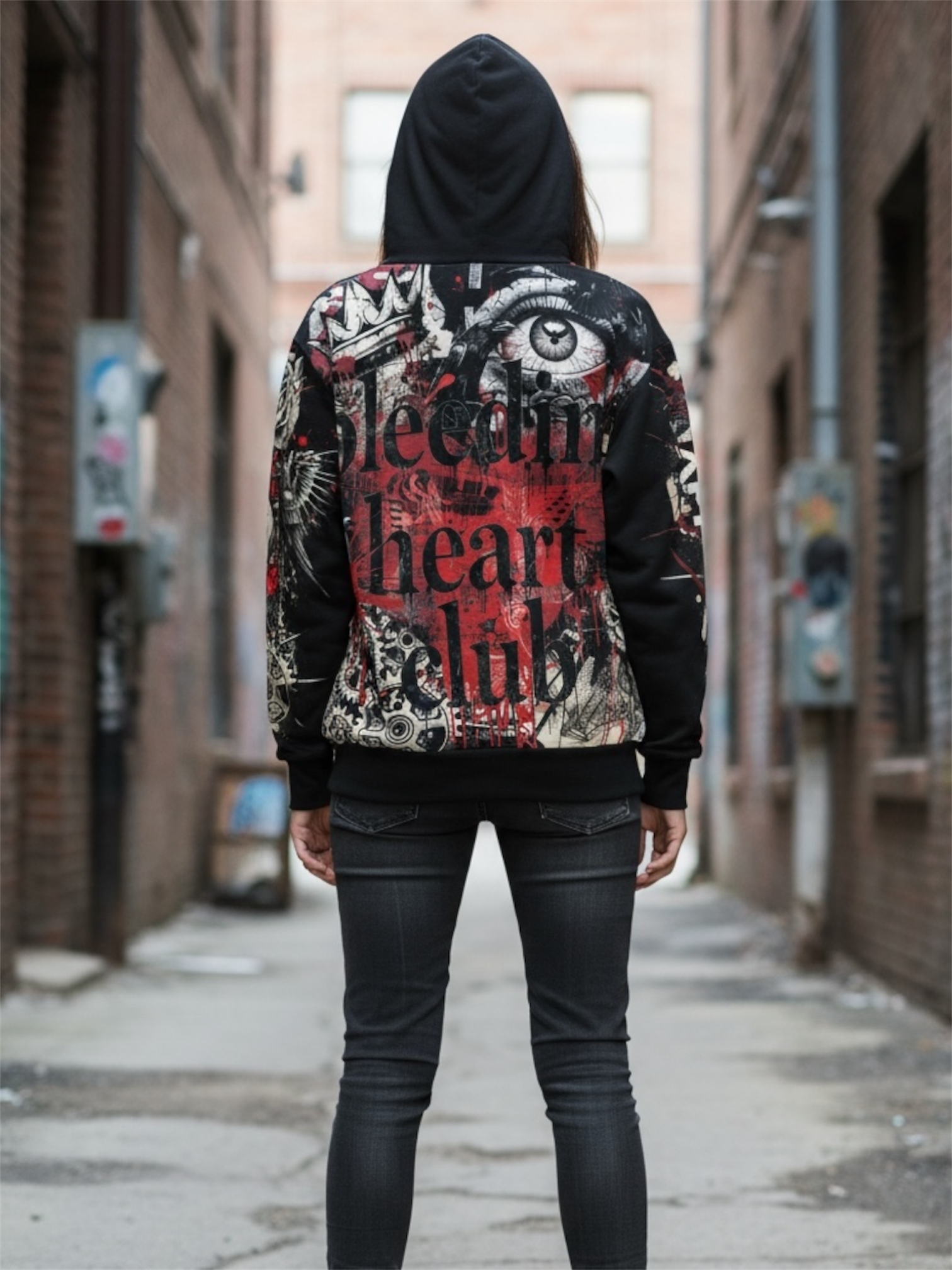 “Bleeding Heart Club” Retro Grunge Hoodie — Trashpolka Pullover product thumbnail image