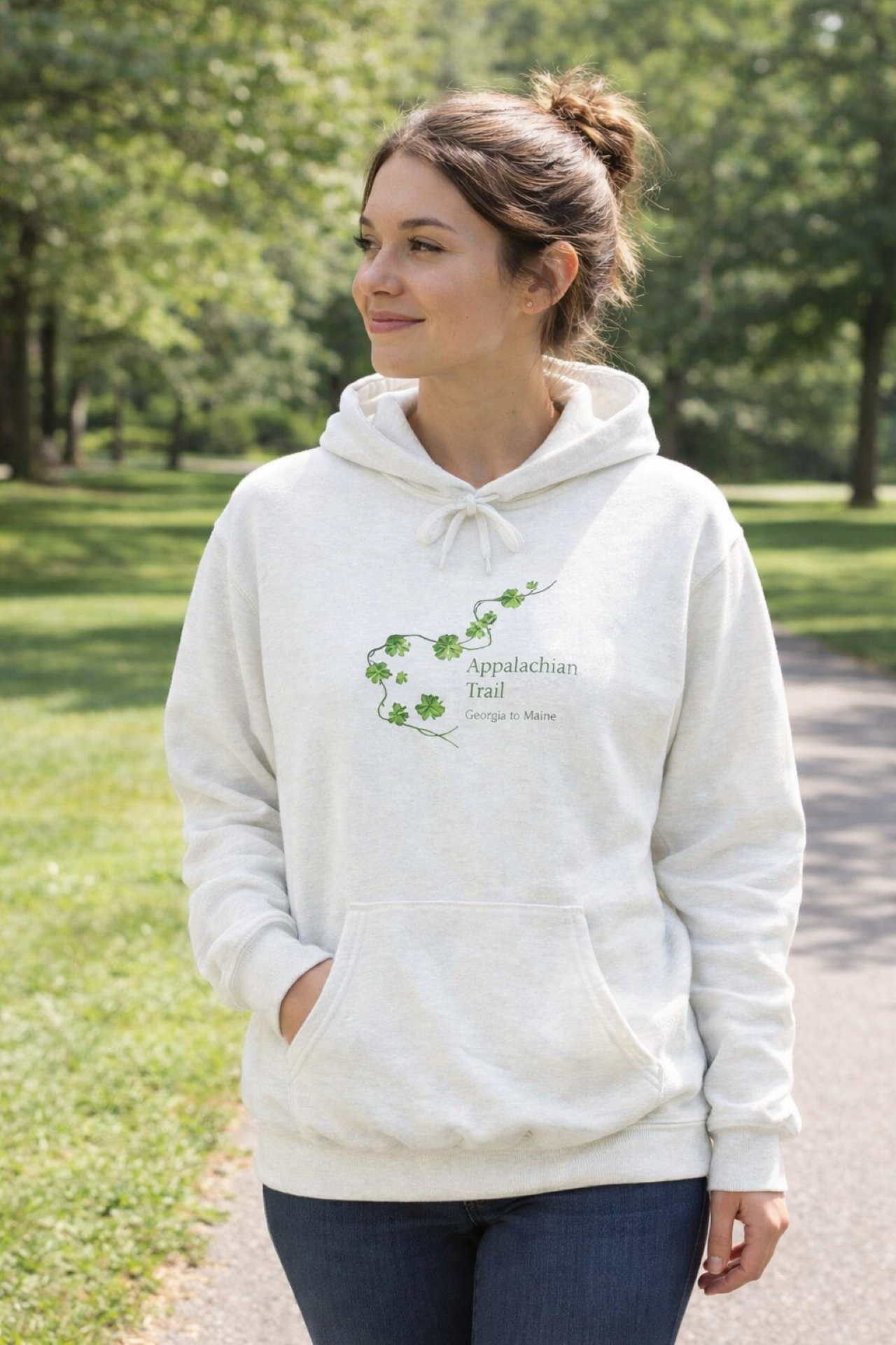 Appalachian Trail St. Paddy’s Day Hoodie – Leafy Hiking Graphic Pullover | Relaxed Outdoor Crewneck