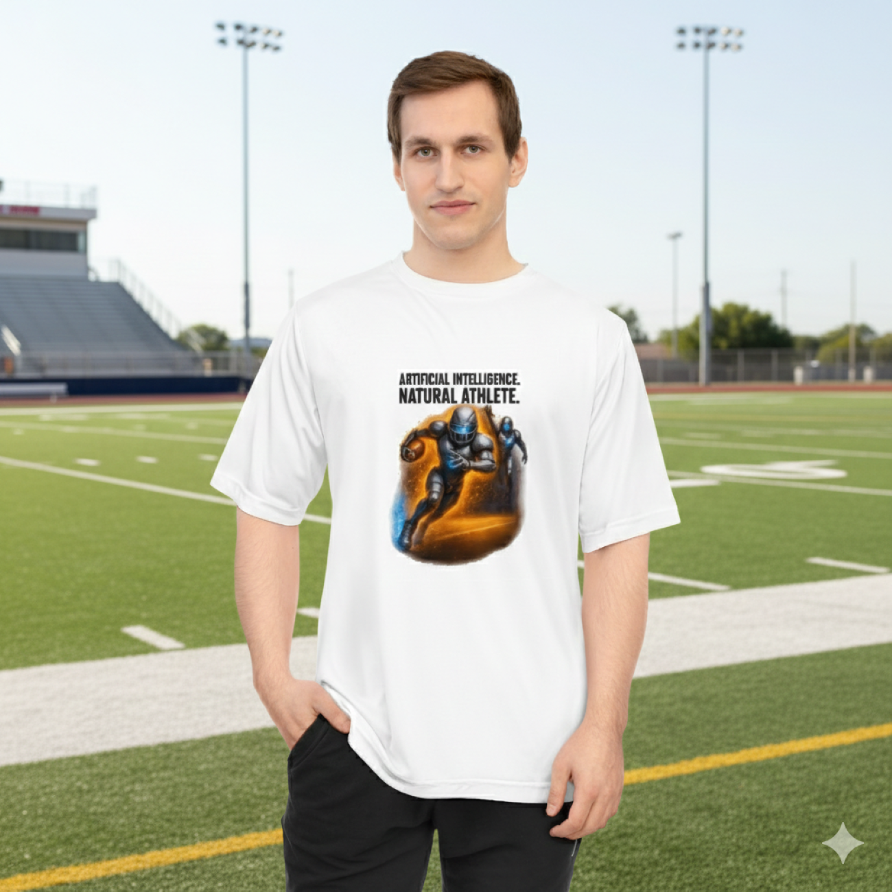 'Artificial Intelligence. Natural Athlete.' Football Tee — AI Quantum Sports Performance Shirt