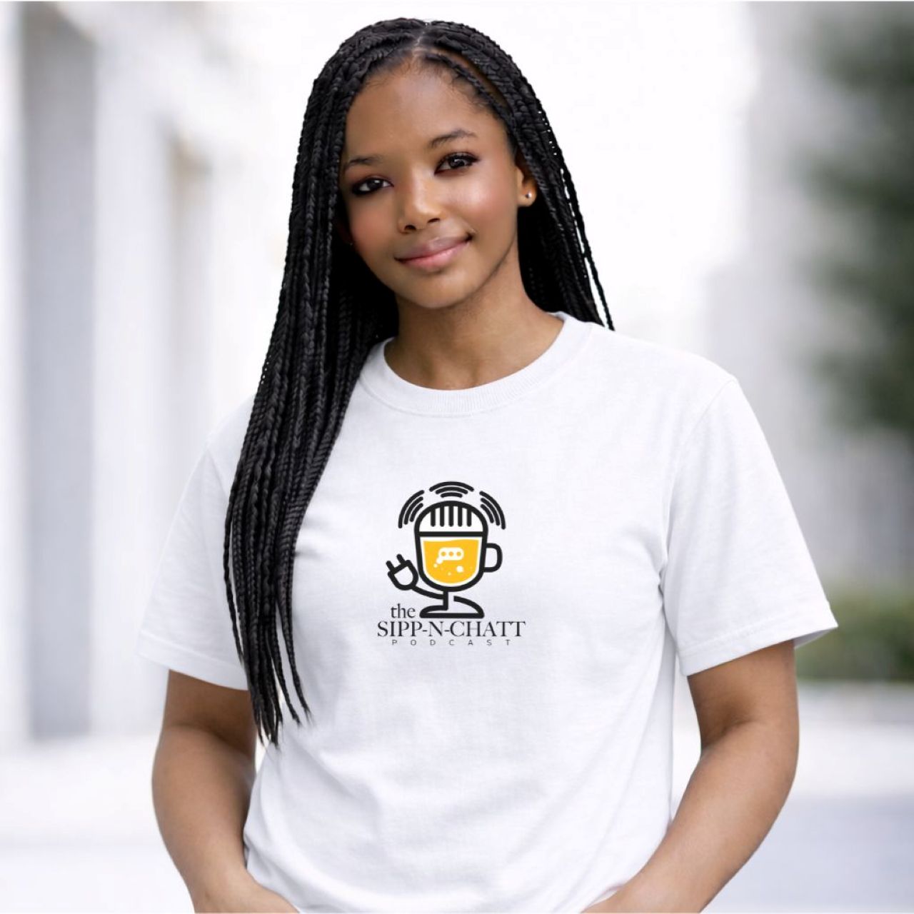 Sipp-N-Chatt Unisex Short Sleeve Tee – White product thumbnail image Sipp-N-Chatt Unisex Short Sleeve Tee – White product thumbnail image
