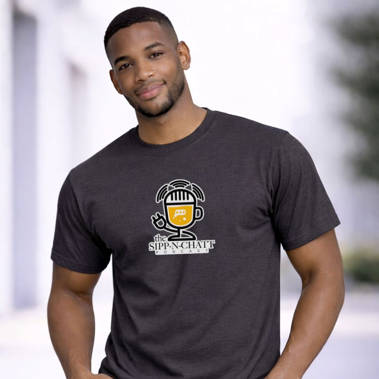 Sipp-N-Chatt Unisex Short Sleeve Tee – Charcoal product thumbnail image Sipp-N-Chatt Unisex Short Sleeve Tee – Charcoal product thumbnail image