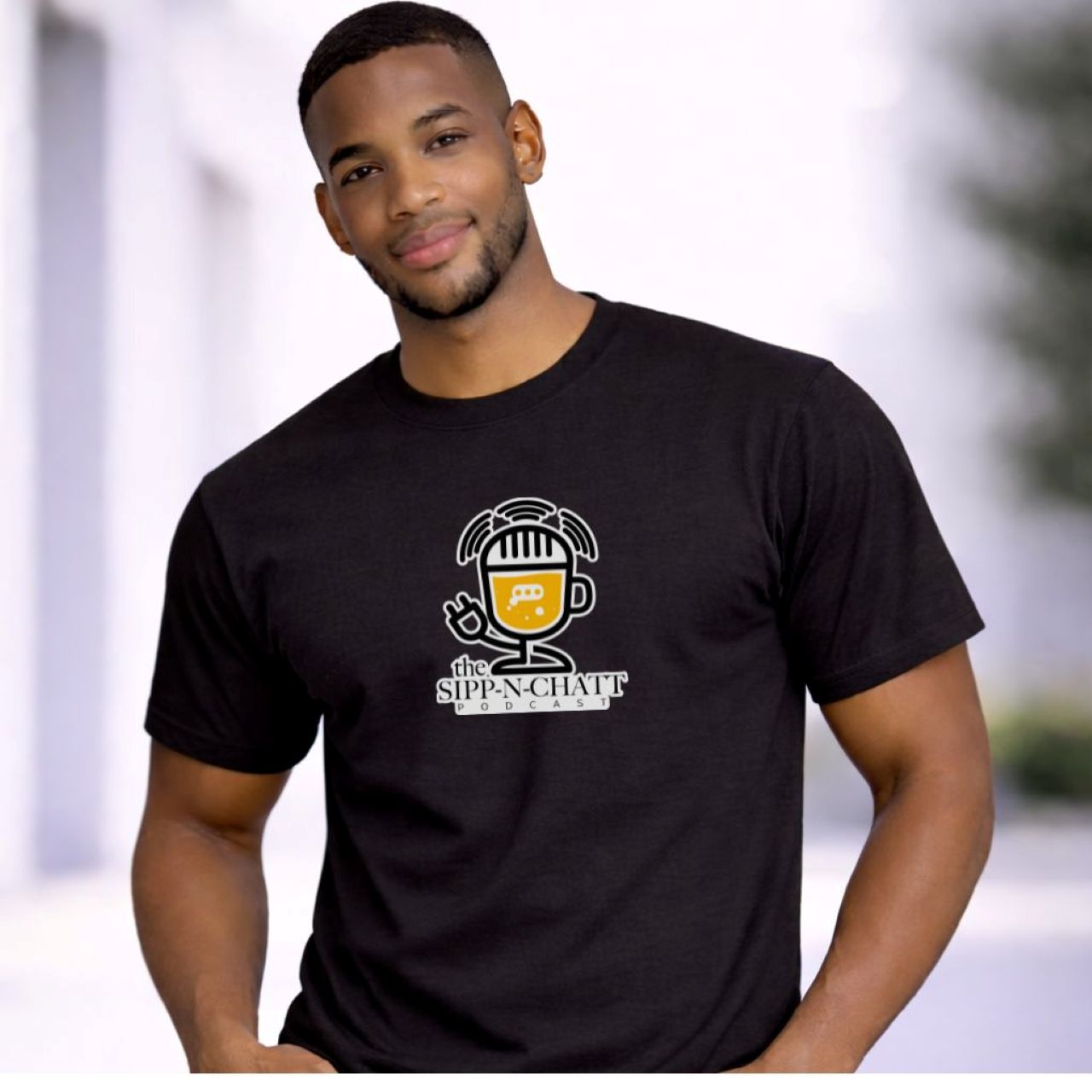 Sipp-N-Chatt Unisex Short Sleeve Tee – Black product thumbnail image Sipp-N-Chatt Unisex Short Sleeve Tee – Black product thumbnail image