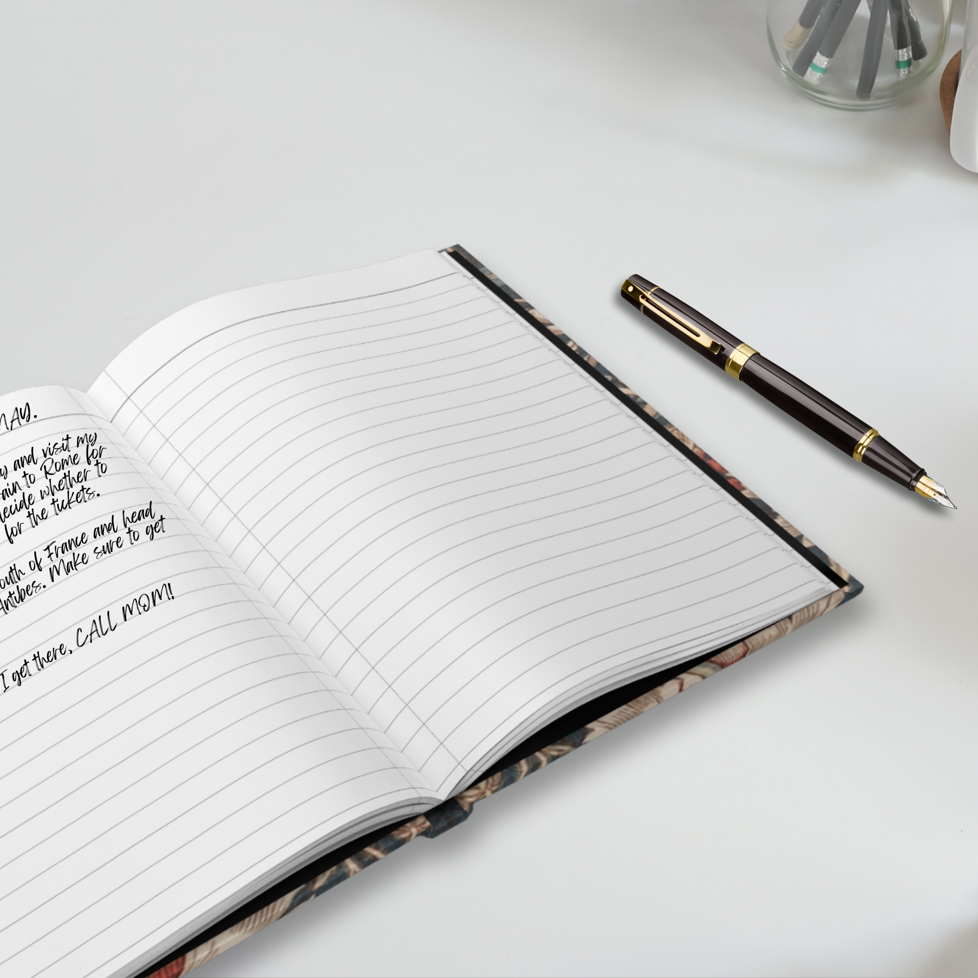 Personalized Honeysuckle travel journal in retro Arts & Crafts William Morris pattern product thumbnail image Personalized Honeysuckle travel journal in retro Arts & Crafts William Morris pattern product thumbnail image