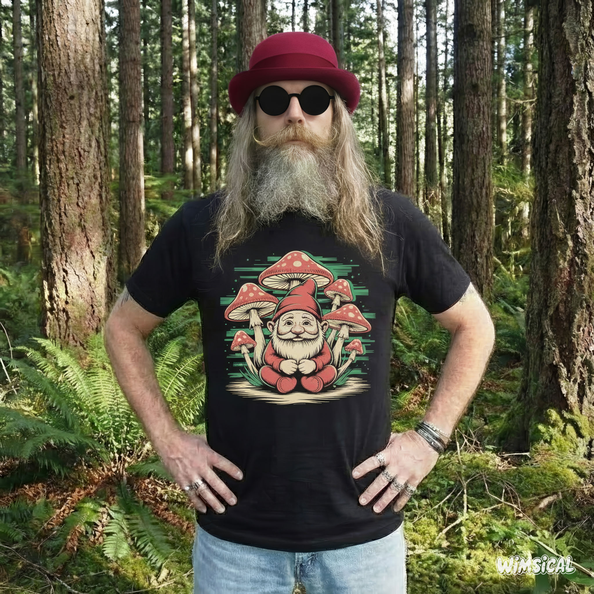 Psychedelic Mushroom Gnome – Trippy Forest Gnome with Magic Mushrooms Retro Fantasy Unisex T-Shirt product thumbnail image Psychedelic Mushroom Gnome – Trippy Forest Gnome with Magic Mushrooms Retro Fantasy Unisex T-Shirt product thumbnail image