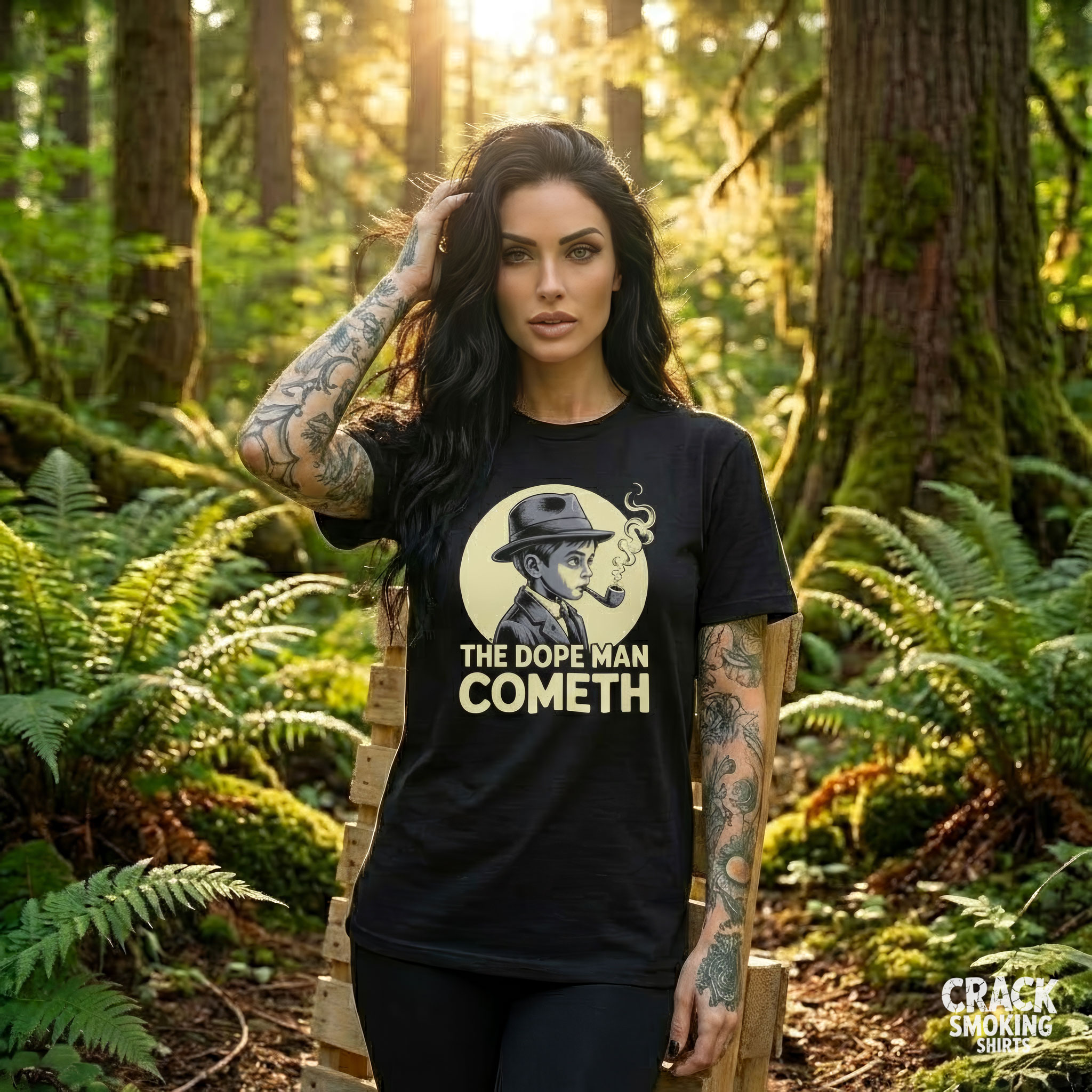 The Dope Man Cometh – Retro Noir Pipe Smoking Character Statement Unisex T-Shirt product thumbnail image The Dope Man Cometh – Retro Noir Pipe Smoking Character Statement Unisex T-Shirt product thumbnail image