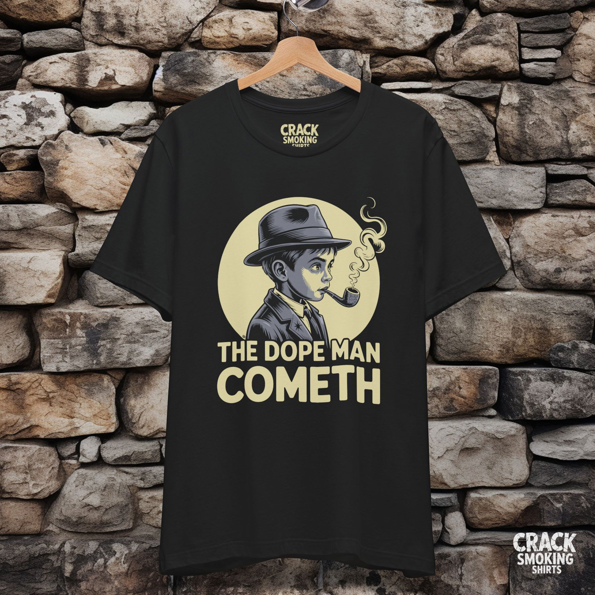 The Dope Man Cometh – Retro Noir Pipe Smoking Character Statement Unisex T-Shirt product thumbnail image