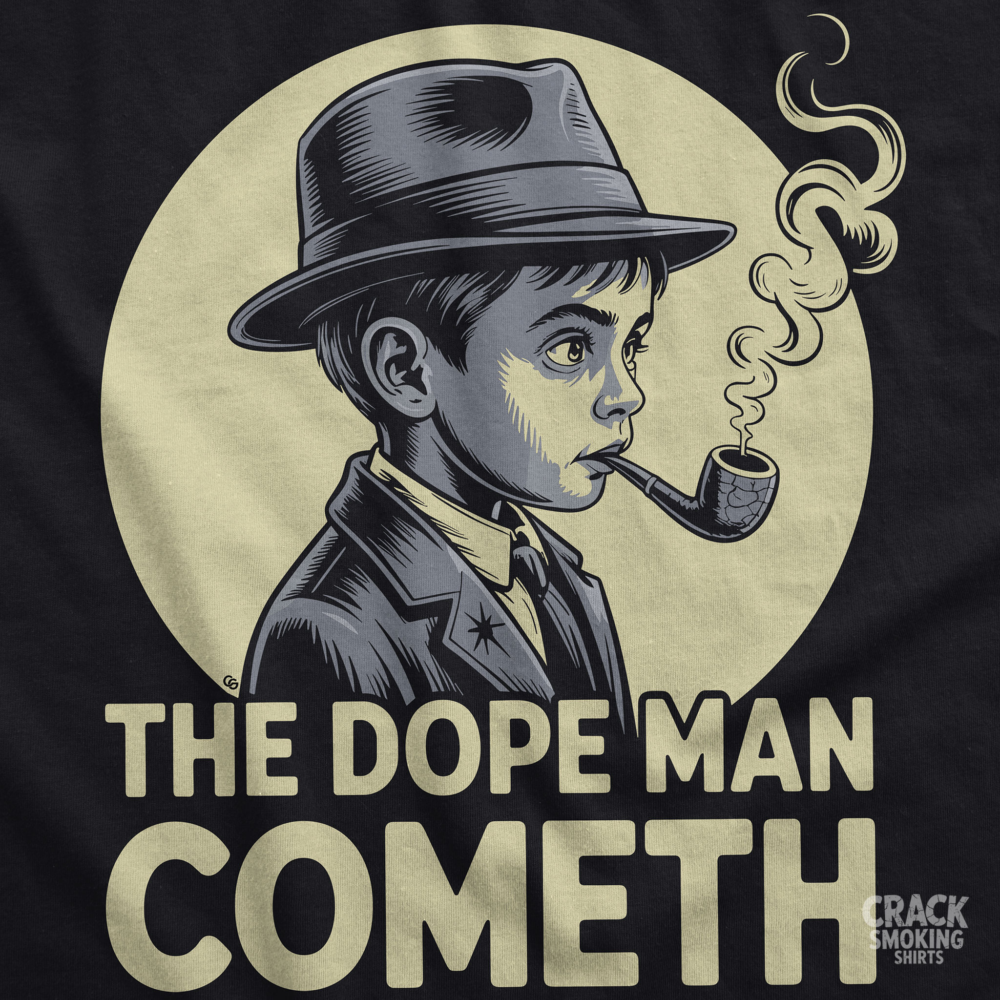 The Dope Man Cometh – Retro Noir Pipe Smoking Character Statement Unisex T-Shirt product thumbnail image