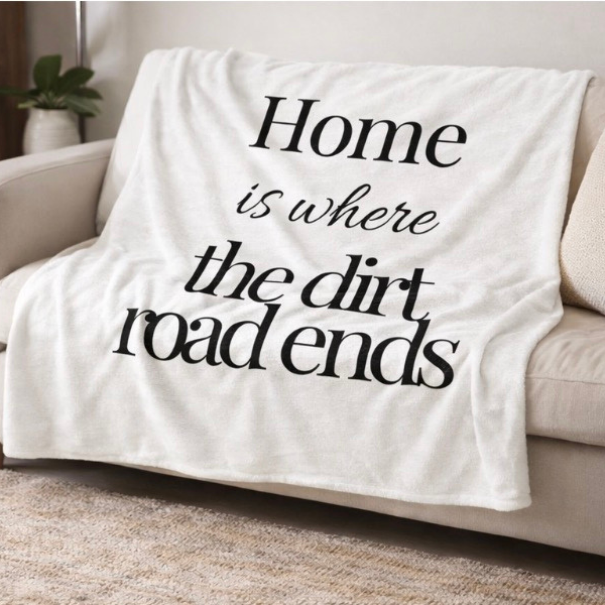 Home Is Where the Dirt Road Ends – Cozy Country Fleece Blanket product thumbnail image