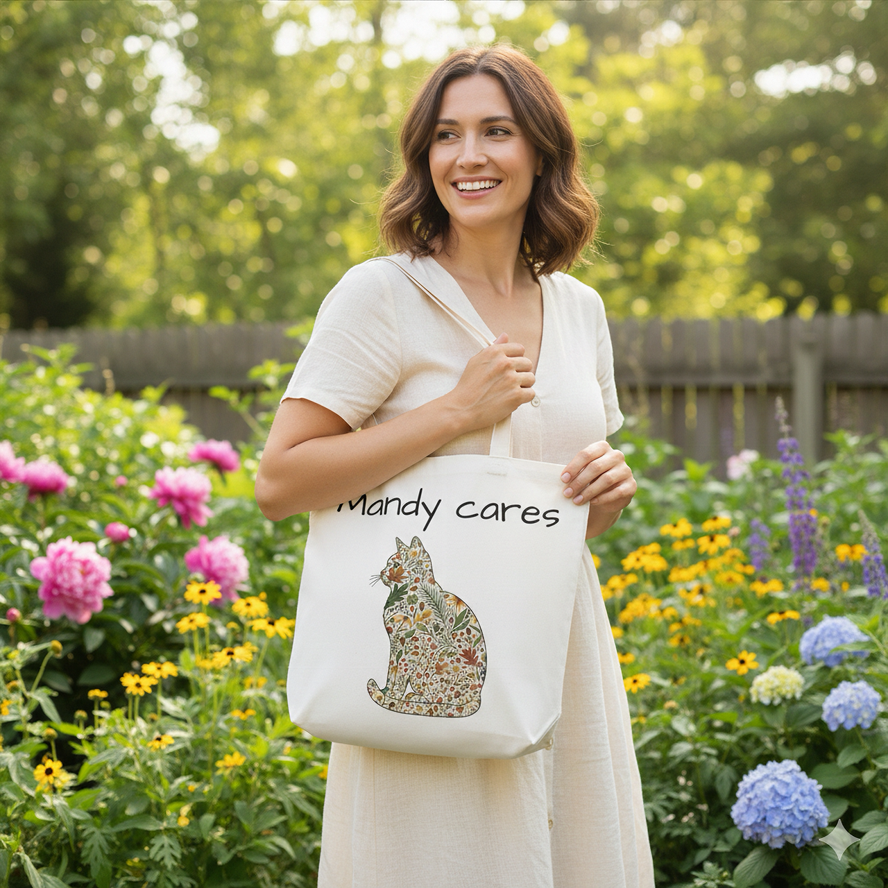 Floral Cat Canvas Tote Bag Floral Cat Canvas Tote Bag