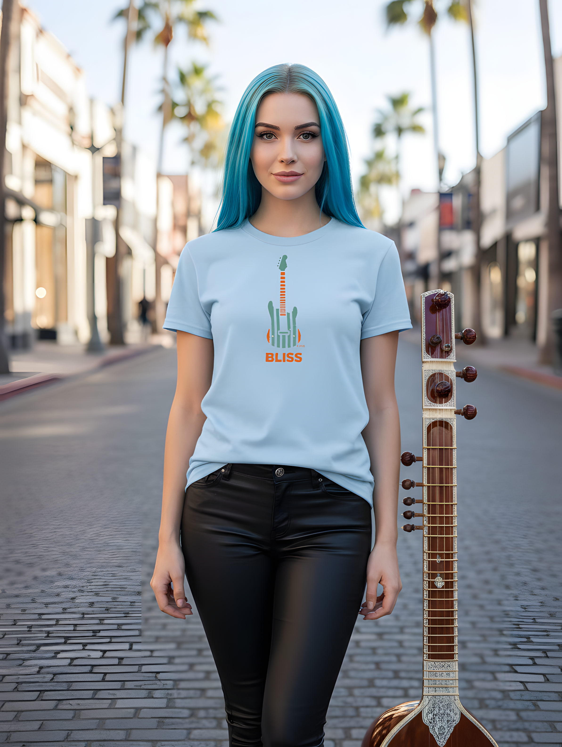 Minimalist "Bliss" Guitar Tee — Minimalist Music Lover T-Shirt product thumbnail image