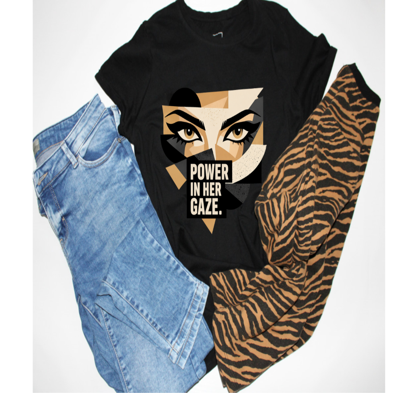 Power In Her Gaze T-Shirt — Feminist Graphic Tee with Bold Eyes Design product thumbnail image