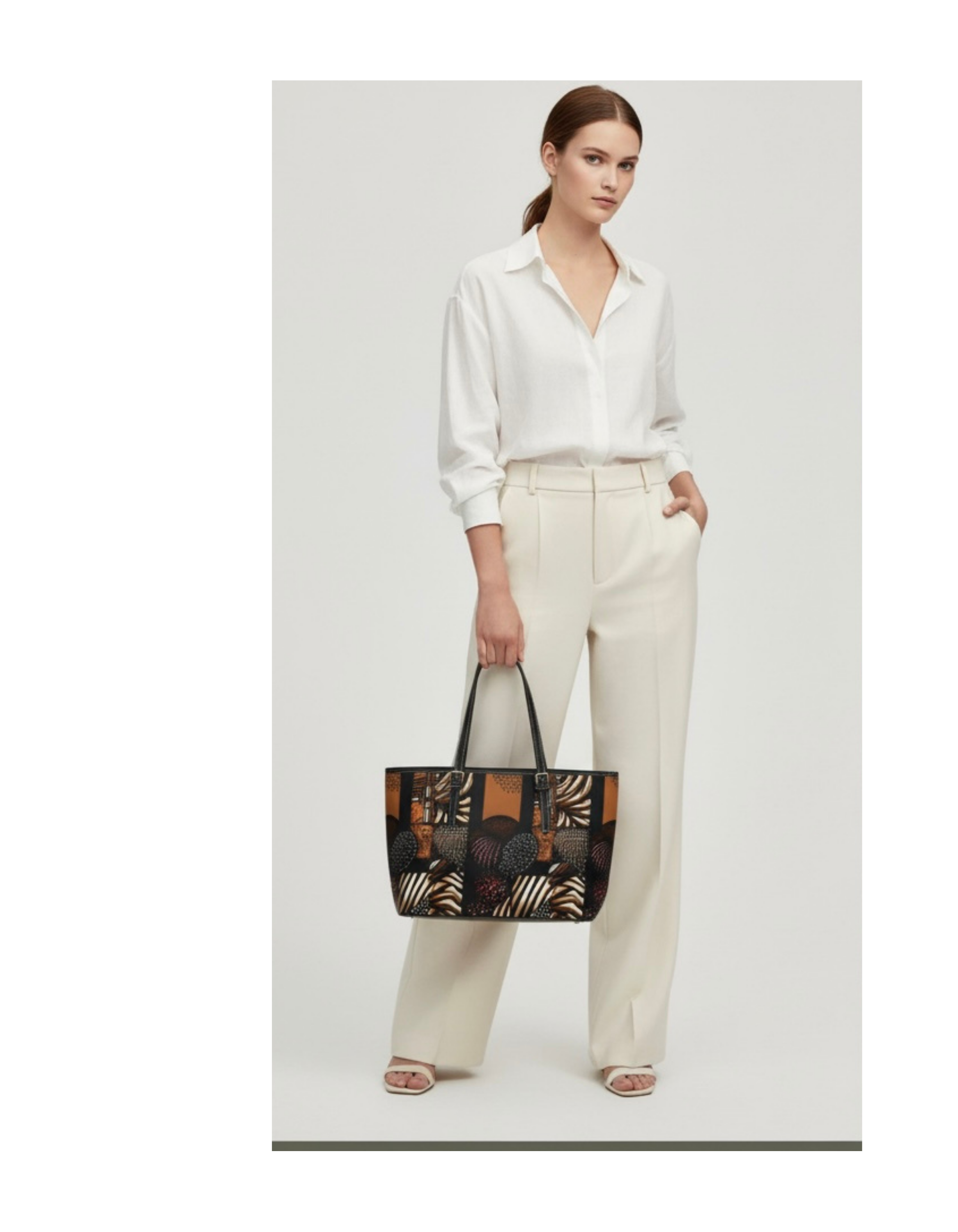 African Print Leather Shoulder Bag – Brown Tribal Pattern Tote product thumbnail image African Print Leather Shoulder Bag – Brown Tribal Pattern Tote product thumbnail image