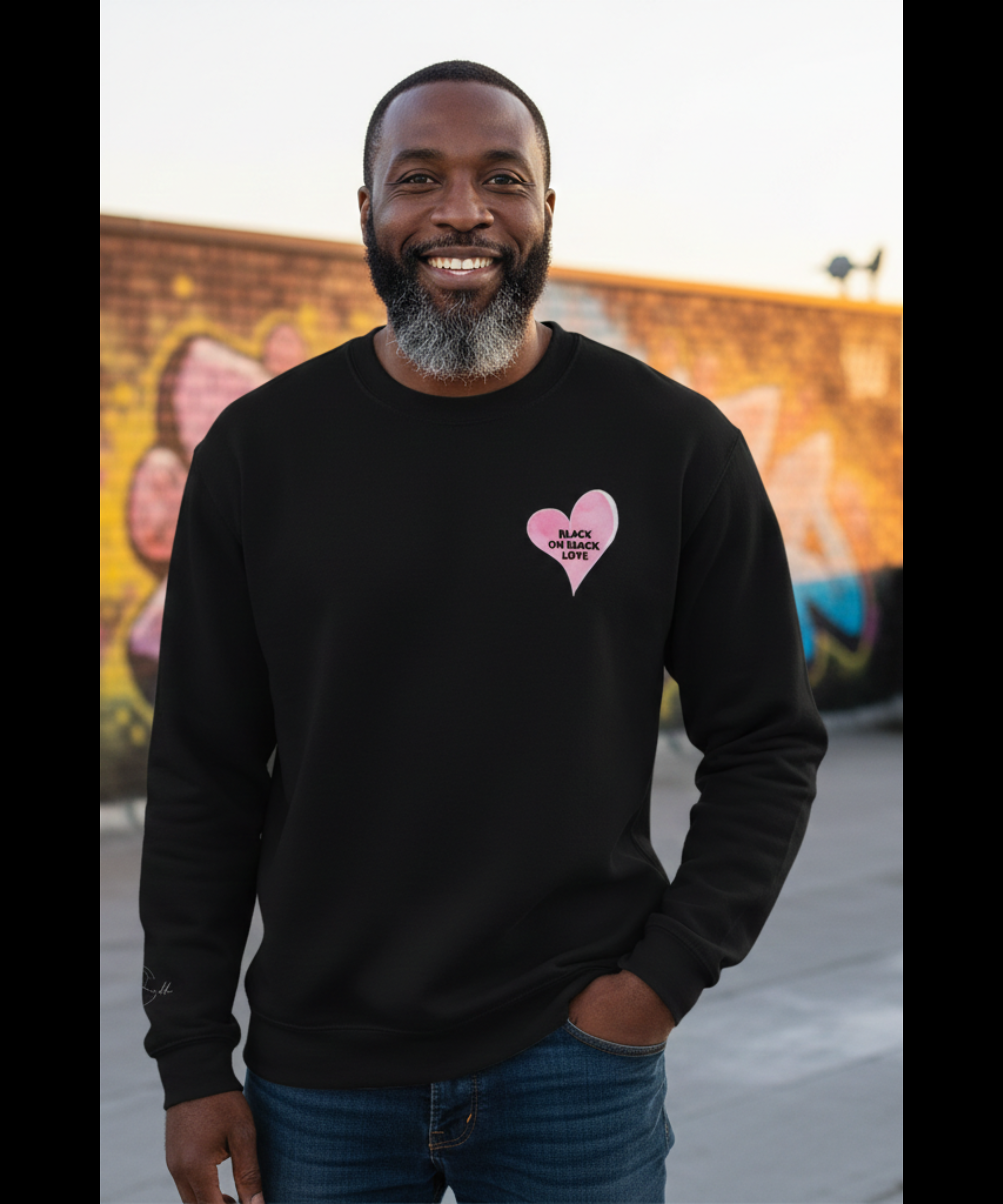 "Legacy Heart" Black on Black Love Small Heart Sweatshirt - February Signature Series product thumbnail image