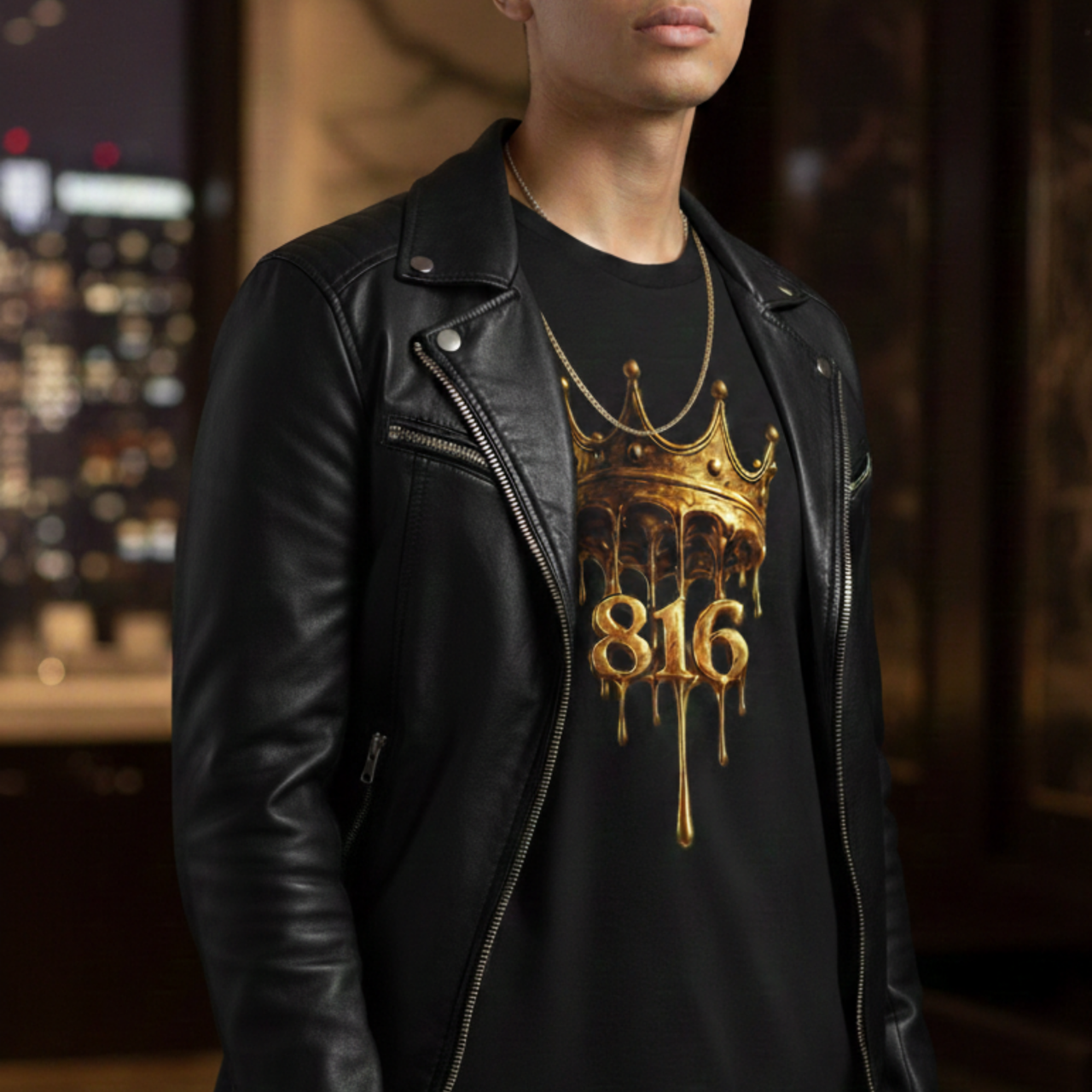 Crown Graphic Tee — Gold Drip '816 Crown' Design product thumbnail image