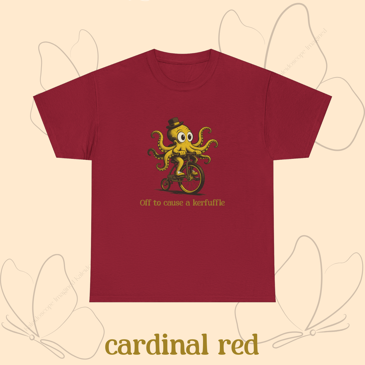 Octopus Bicyclist T‑Shirt — “Off to Cause a Kerfuffle” Vintage Nautical Tee product thumbnail image Octopus Bicyclist T‑Shirt — “Off to Cause a Kerfuffle” Vintage Nautical Tee product thumbnail image