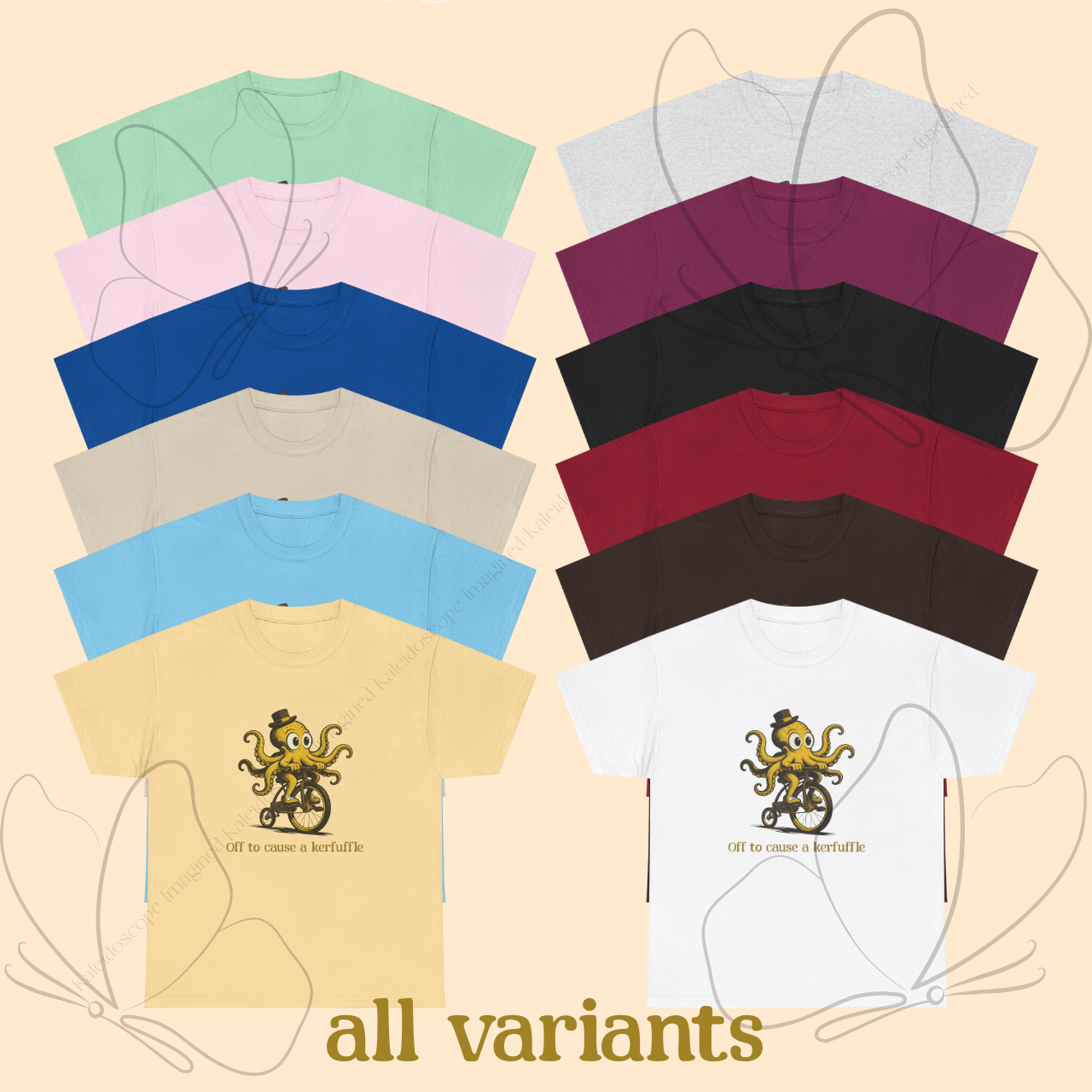 Octopus Bicyclist T‑Shirt — “Off to Cause a Kerfuffle” Vintage Nautical Tee