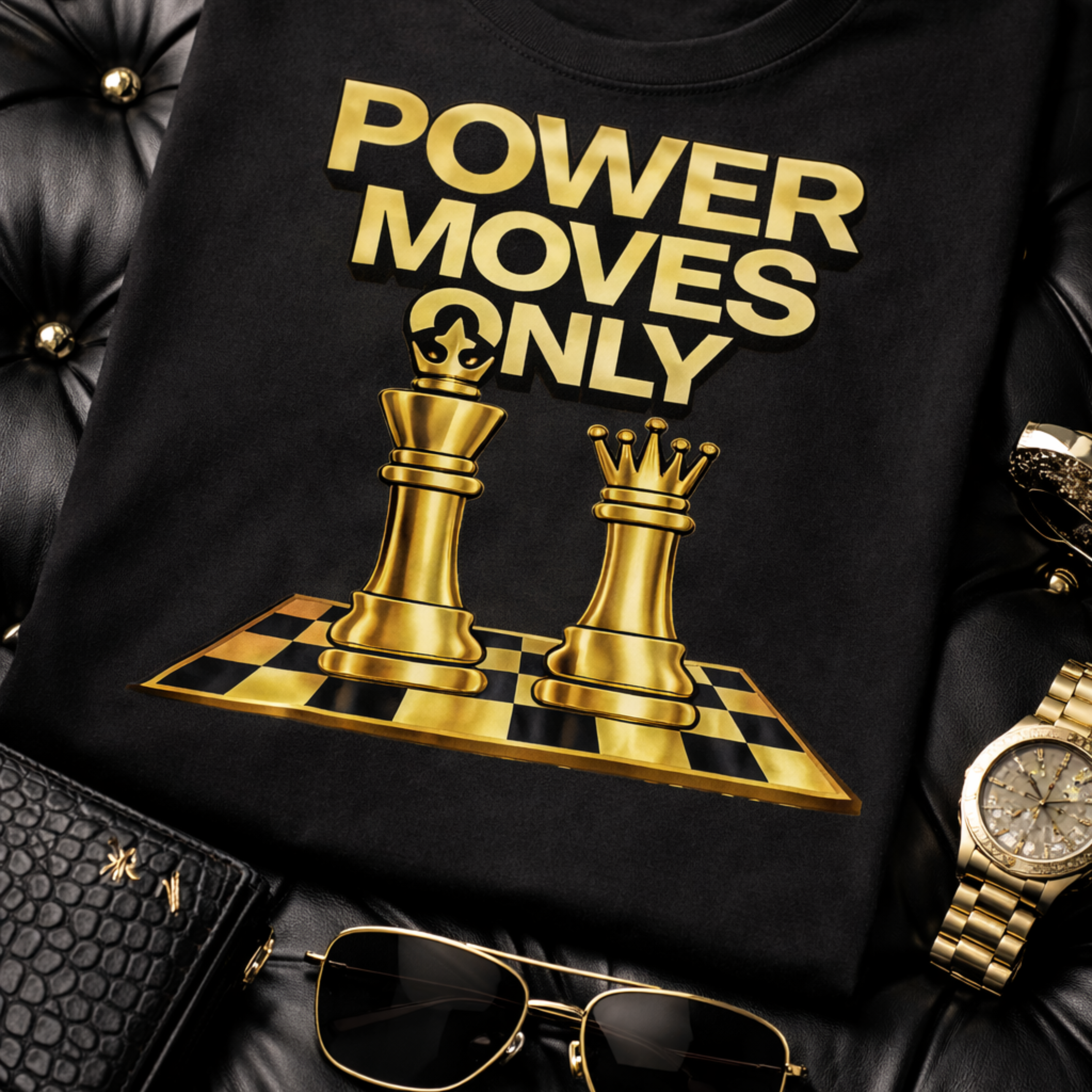 Power Moves Only T-Shirt — Chess King & Queen Graphic Tee product thumbnail image Power Moves Only T-Shirt — Chess King & Queen Graphic Tee product thumbnail image