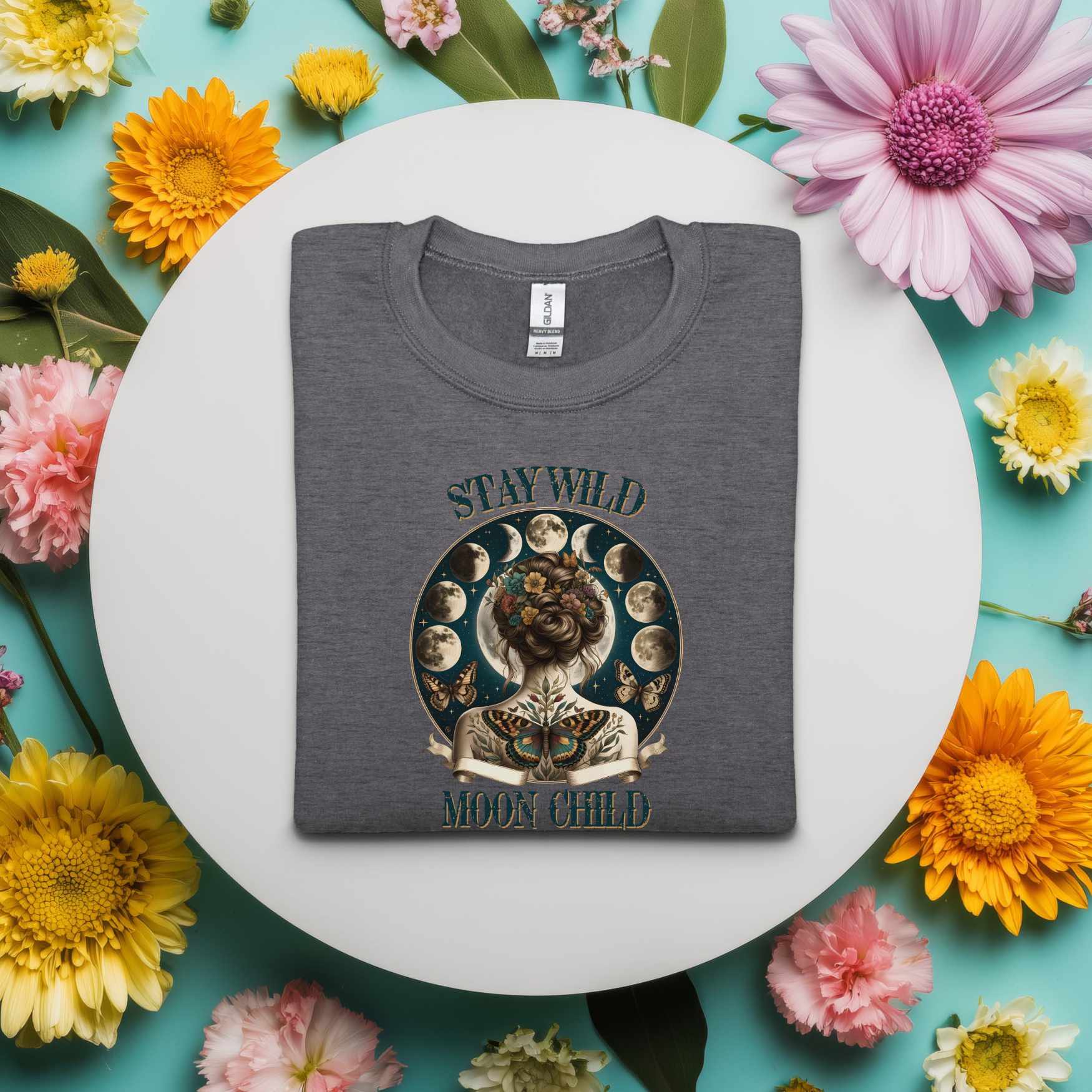 Moon Child Sweatshirt – "Stay Wild" Celestial Moon Phases Crewneck product thumbnail image Moon Child Sweatshirt – "Stay Wild" Celestial Moon Phases Crewneck product thumbnail image