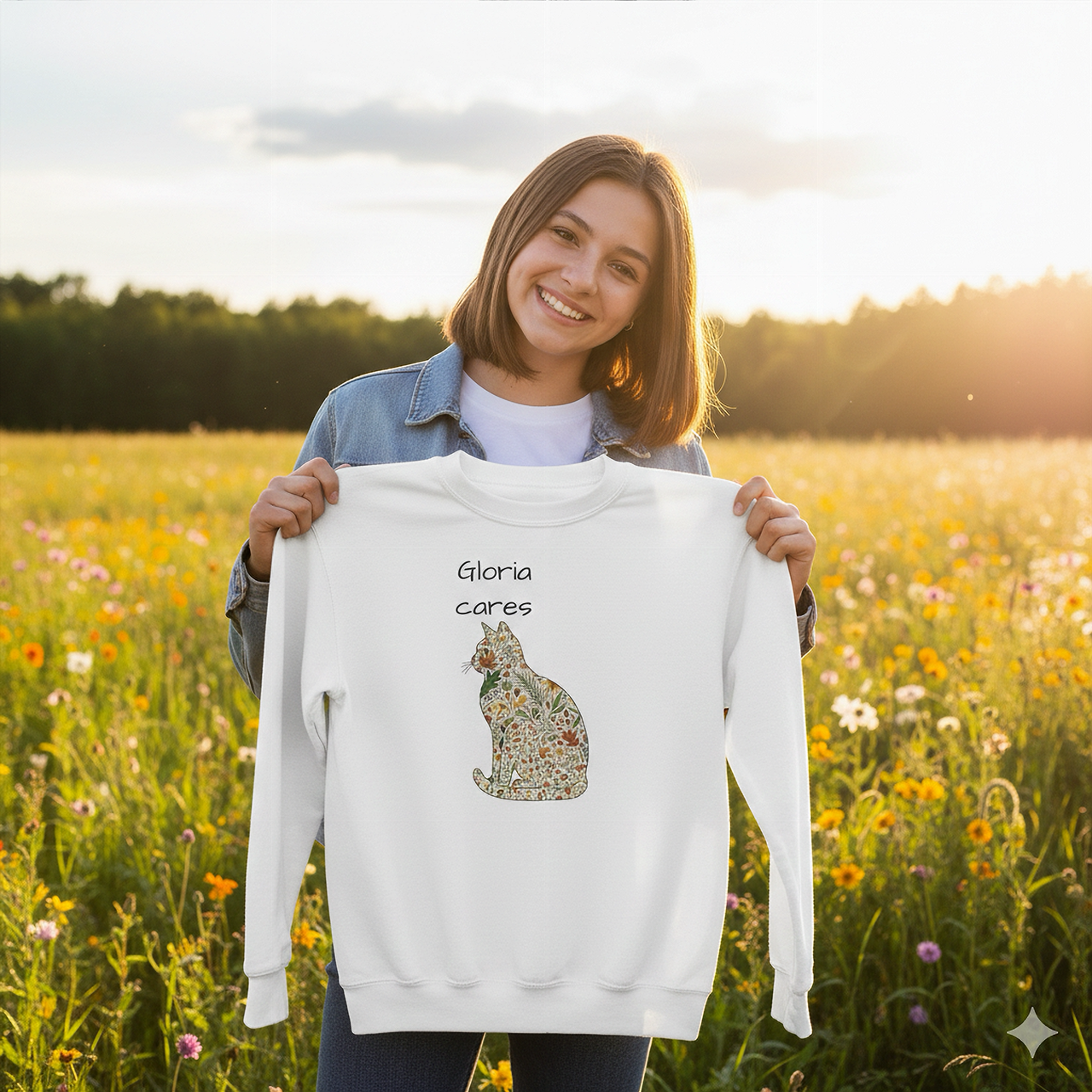 Youth Crewneck Sweatshirt - Colorful Cat Kids Sweater