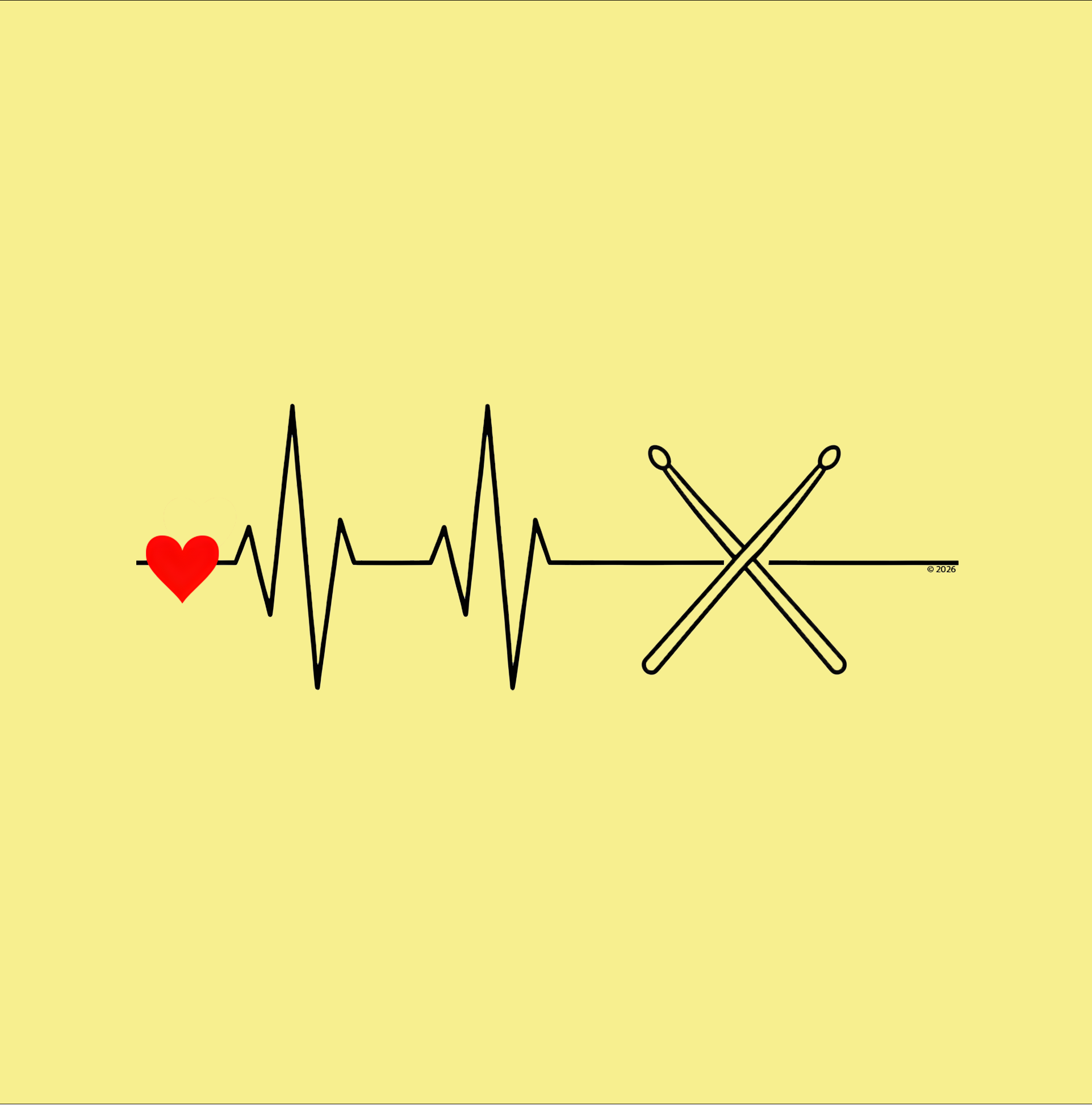 Drumsticks Heartbeat EKG Line T‑Shirt — Drummer Minimalist EKG Line Graphic Tee product thumbnail image