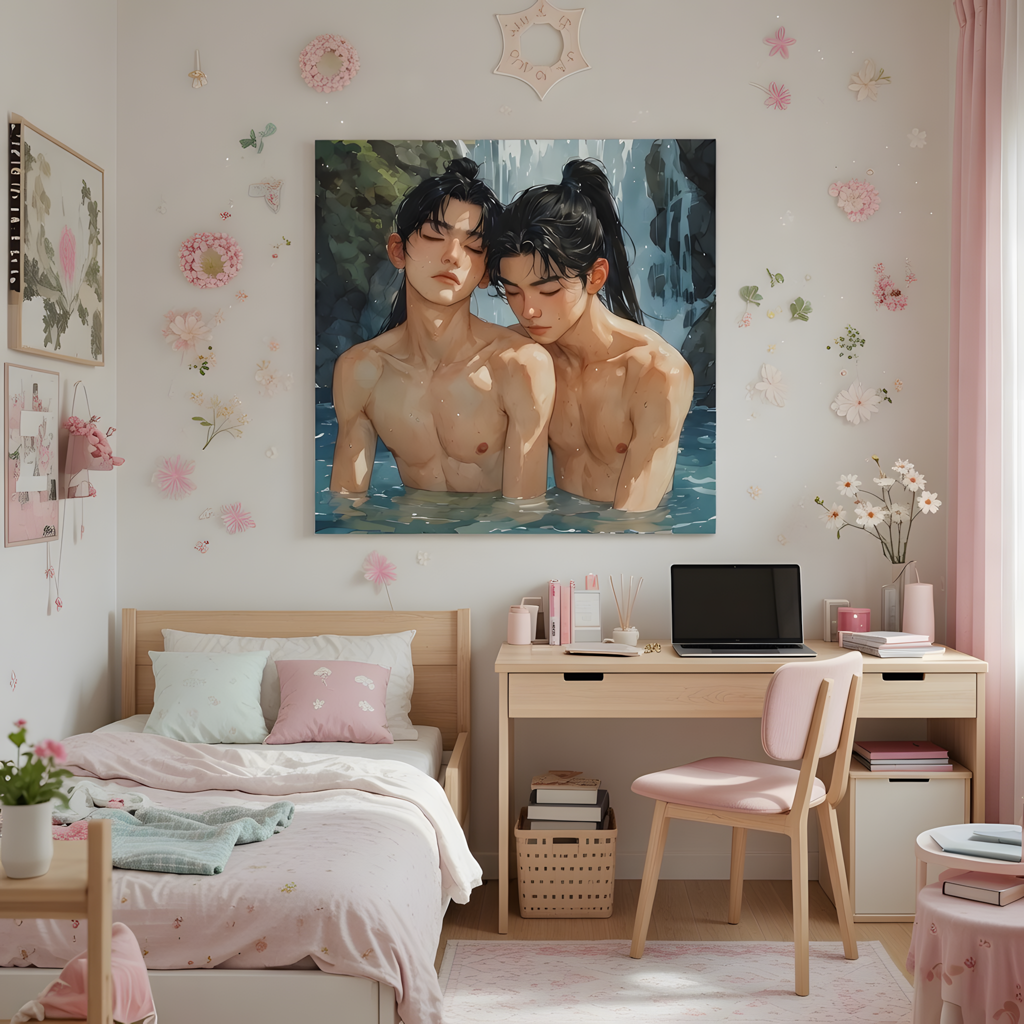 Intimate Bathing Cdrama Heroes - Matte Canvas Wall Art — Stretched 1.25" - BLdrama inspired - bl - lgbtqia product thumbnail image