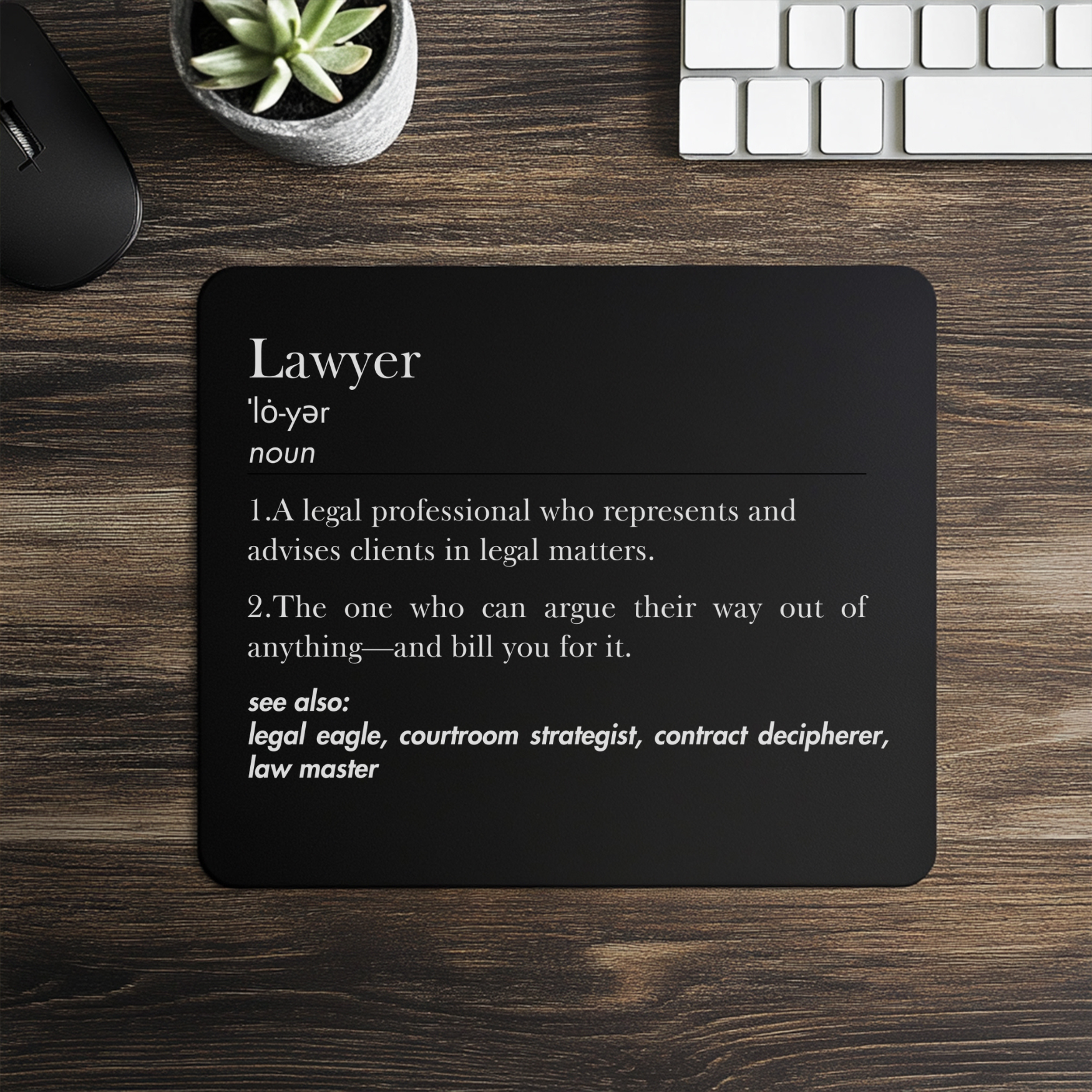 Lawyer Defined Mousepad – Legal Eagle Desk Mat for Courtroom Strategists and Contract Conquerors product thumbnail image