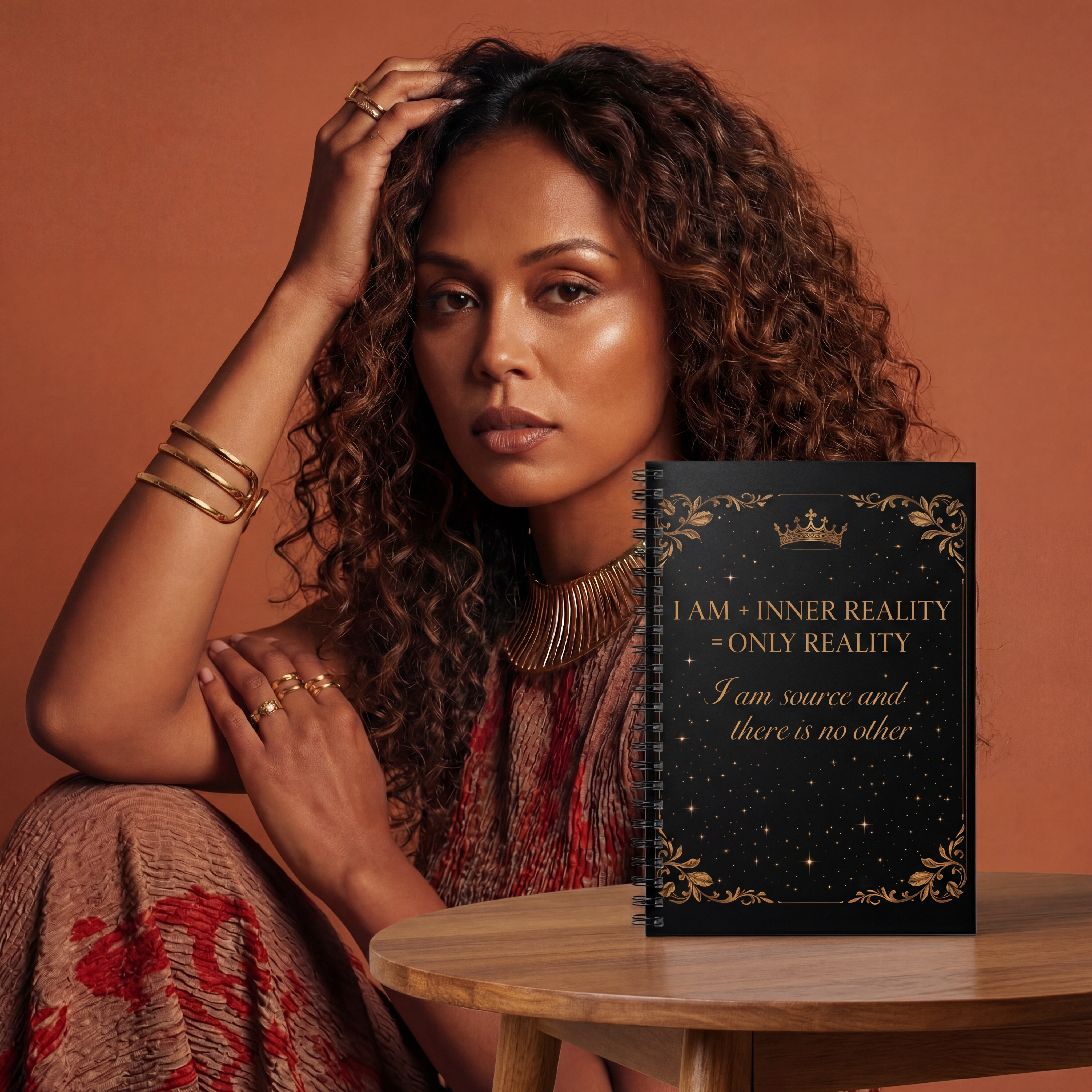 Affirmation Spiral Notebook — "I Am Inner Reality" Gold Foil Journal product thumbnail image Affirmation Spiral Notebook — "I Am Inner Reality" Gold Foil Journal product thumbnail image