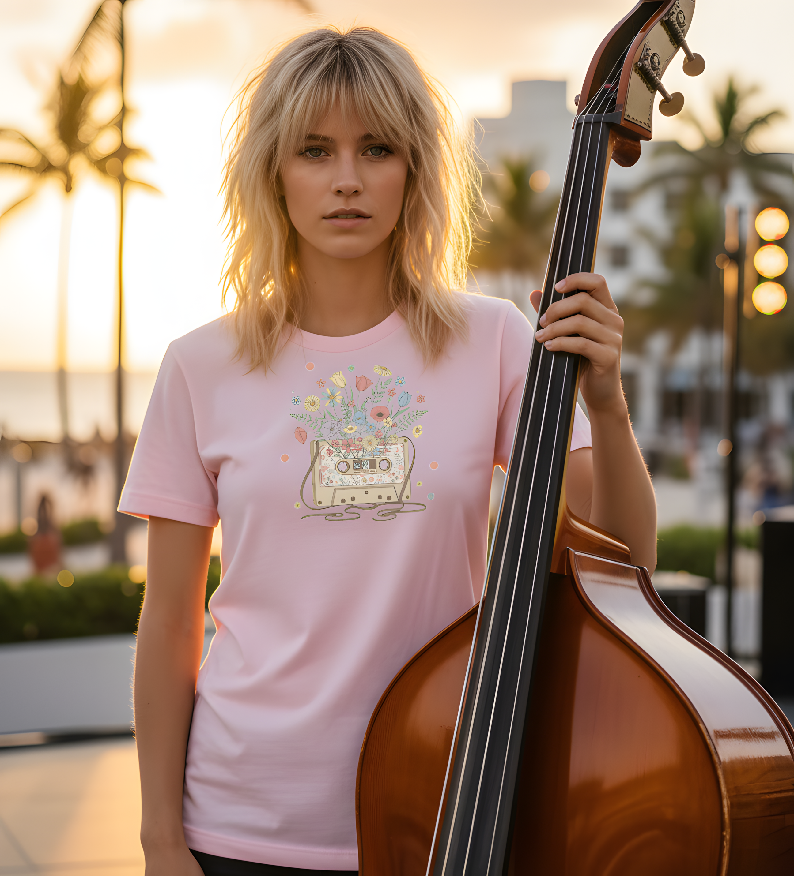 Vintage "Mix Tape" Floral Tee — Retro Music Cassette Flower Graphic T-Shirt product thumbnail image