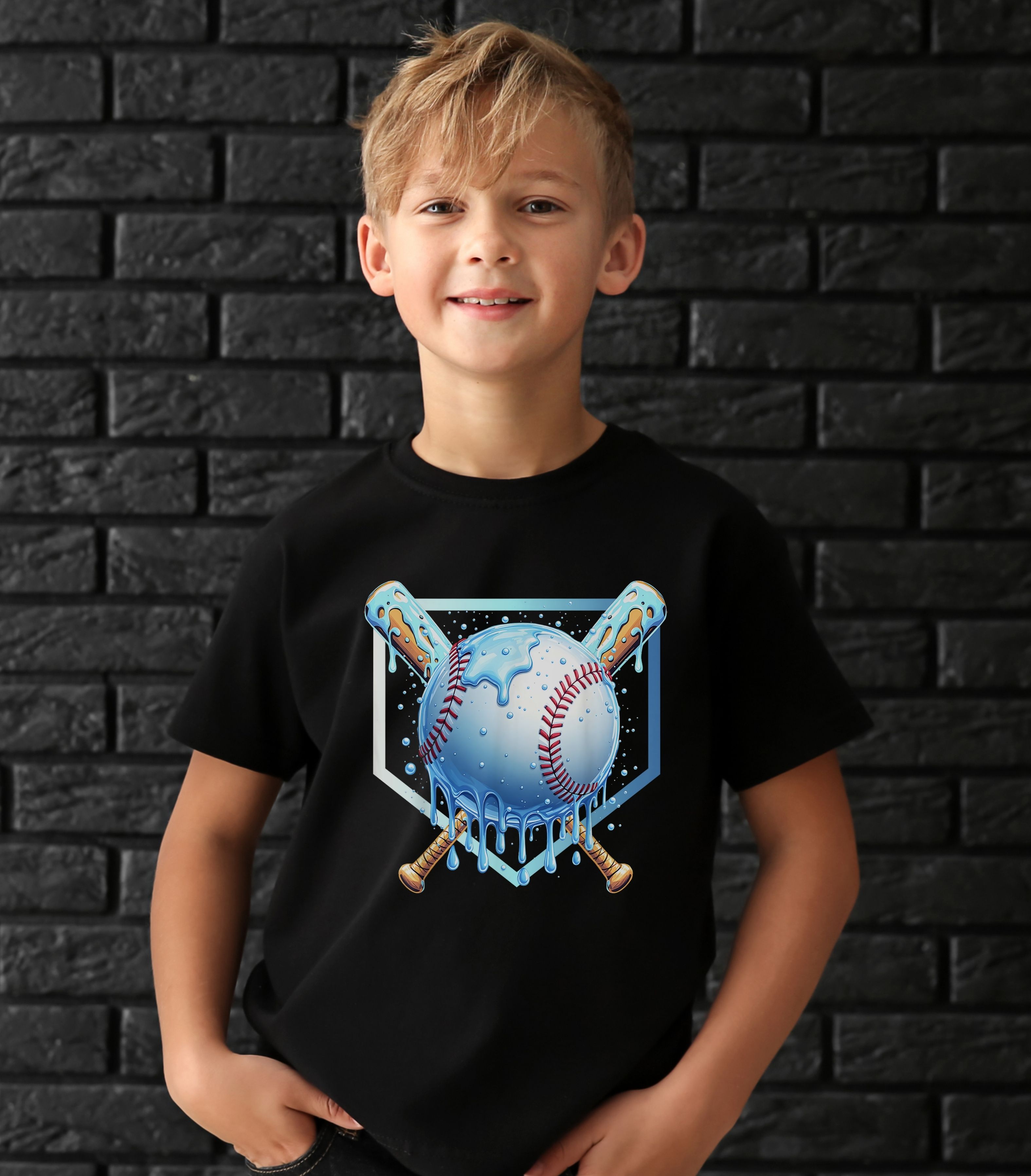 Youth Baseball Tee — Dripping Ice Baseball Graphic product thumbnail image