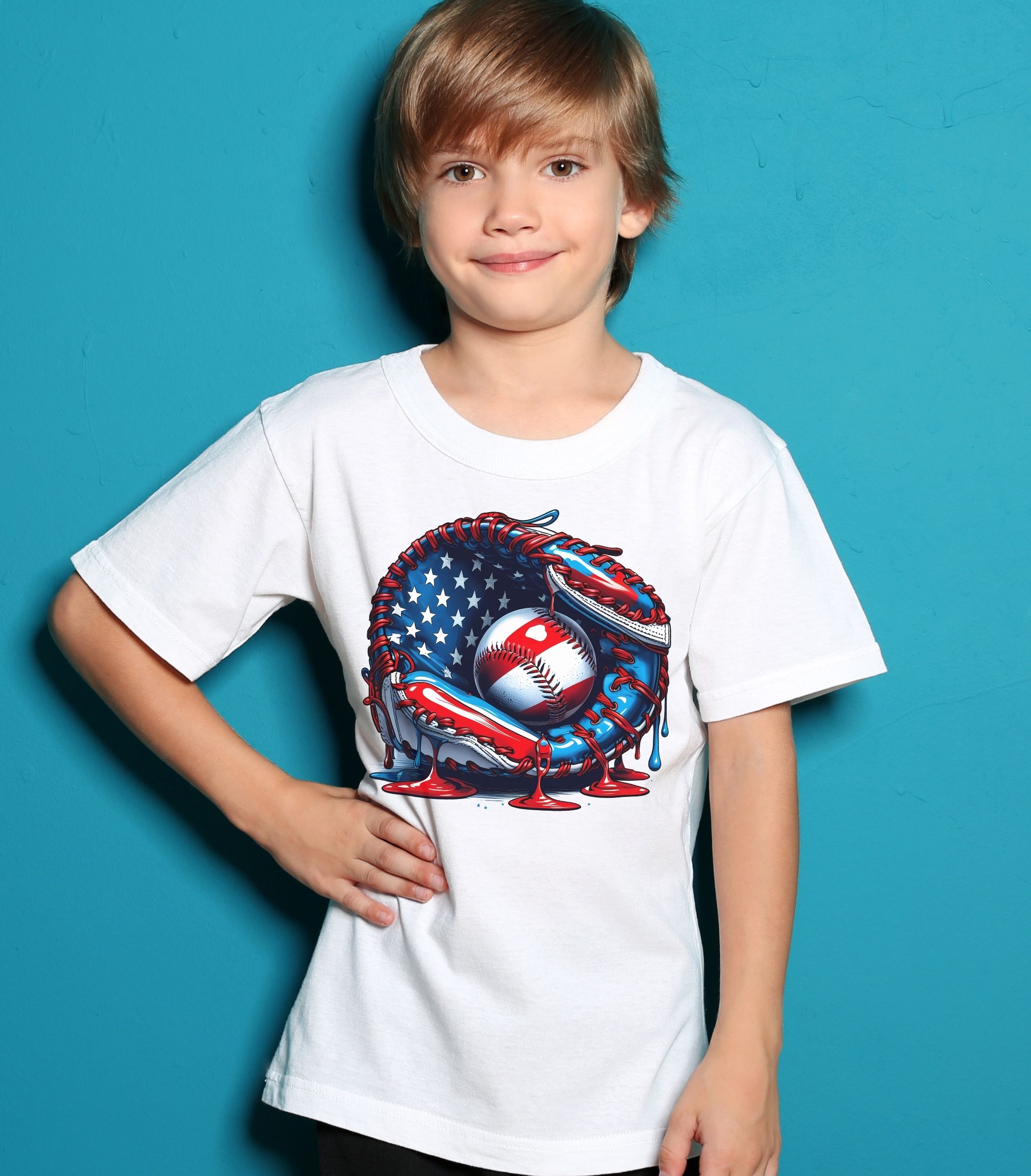 Youth Baseball Tee — American Flag Glove & Ball Kids T-Shirt product thumbnail image Youth Baseball Tee — American Flag Glove & Ball Kids T-Shirt product thumbnail image