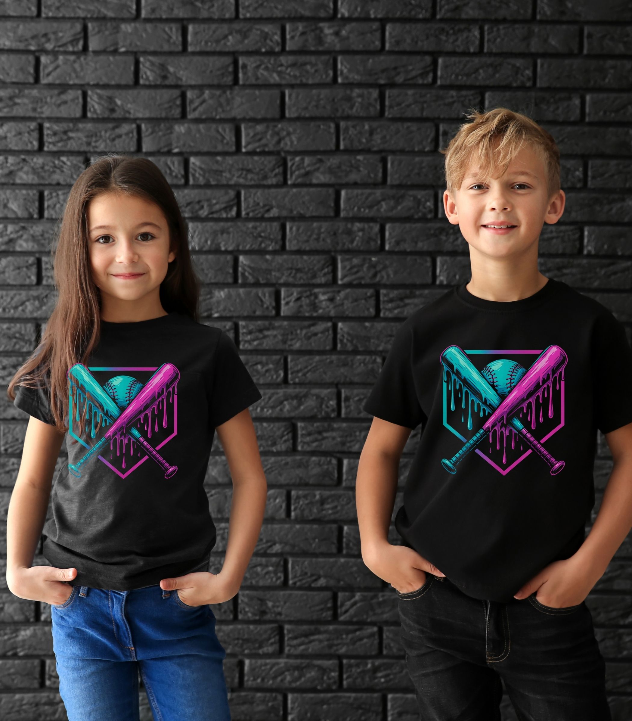 Youth Baseball Tee — Drip Crossed Bats & Ball Graphic product thumbnail image Youth Baseball Tee — Drip Crossed Bats & Ball Graphic product thumbnail image