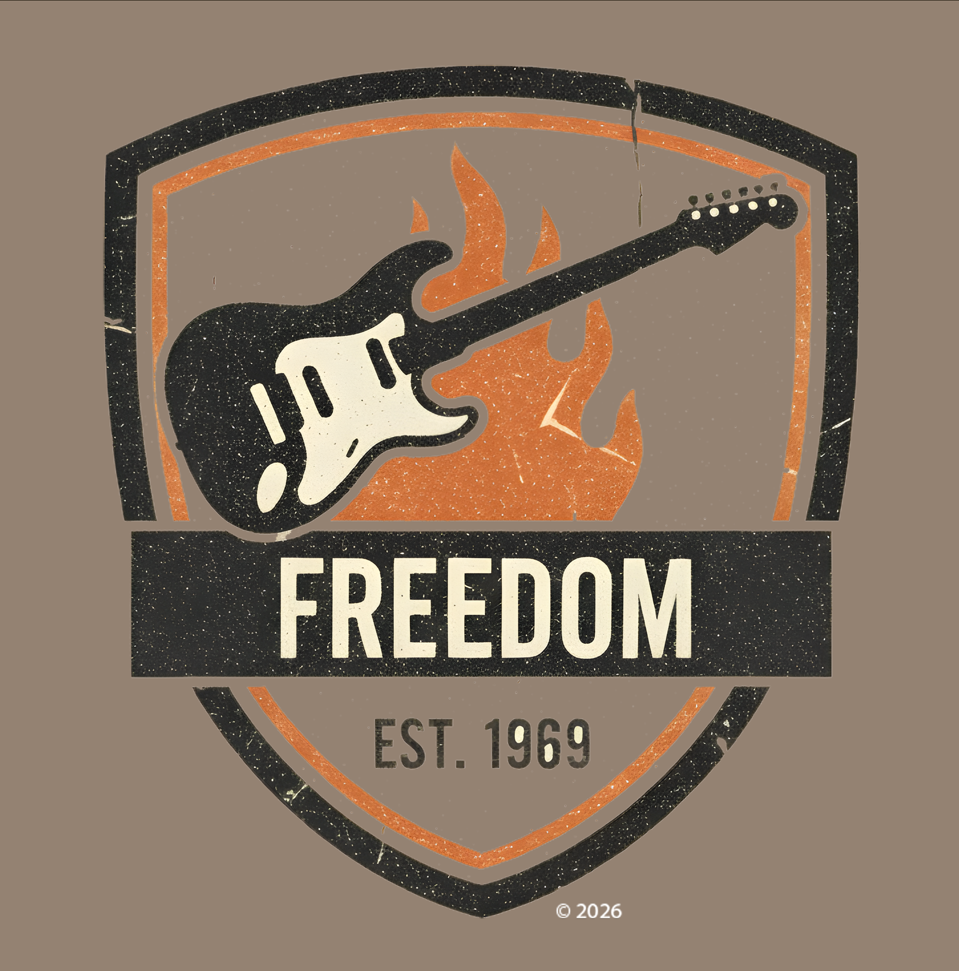 Freedom Guitar Shield T‑Shirt – Vintage Rock Guitar Tee product thumbnail image