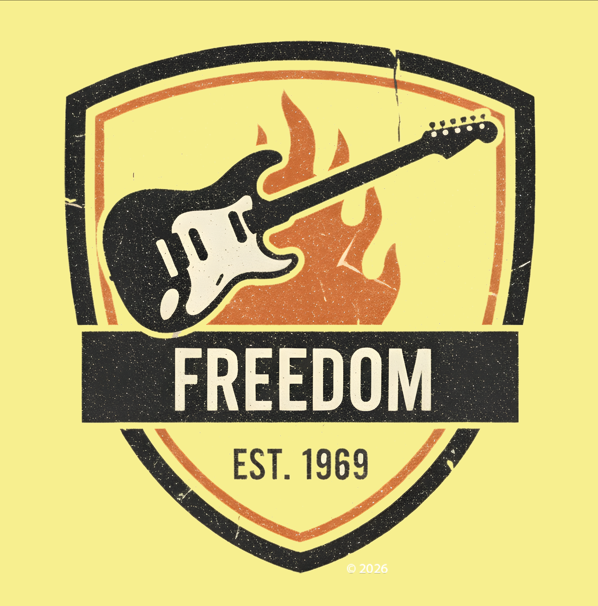 Freedom Guitar Shield T‑Shirt – Vintage Rock Guitar Tee product thumbnail image