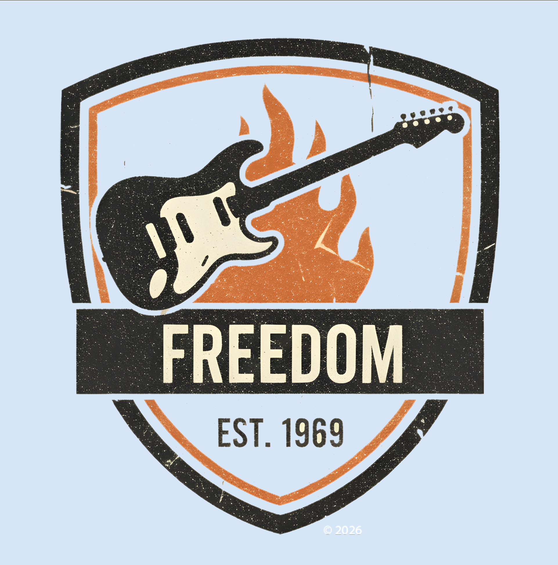 Freedom Guitar Shield T‑Shirt – Vintage Rock Guitar Tee product thumbnail image
