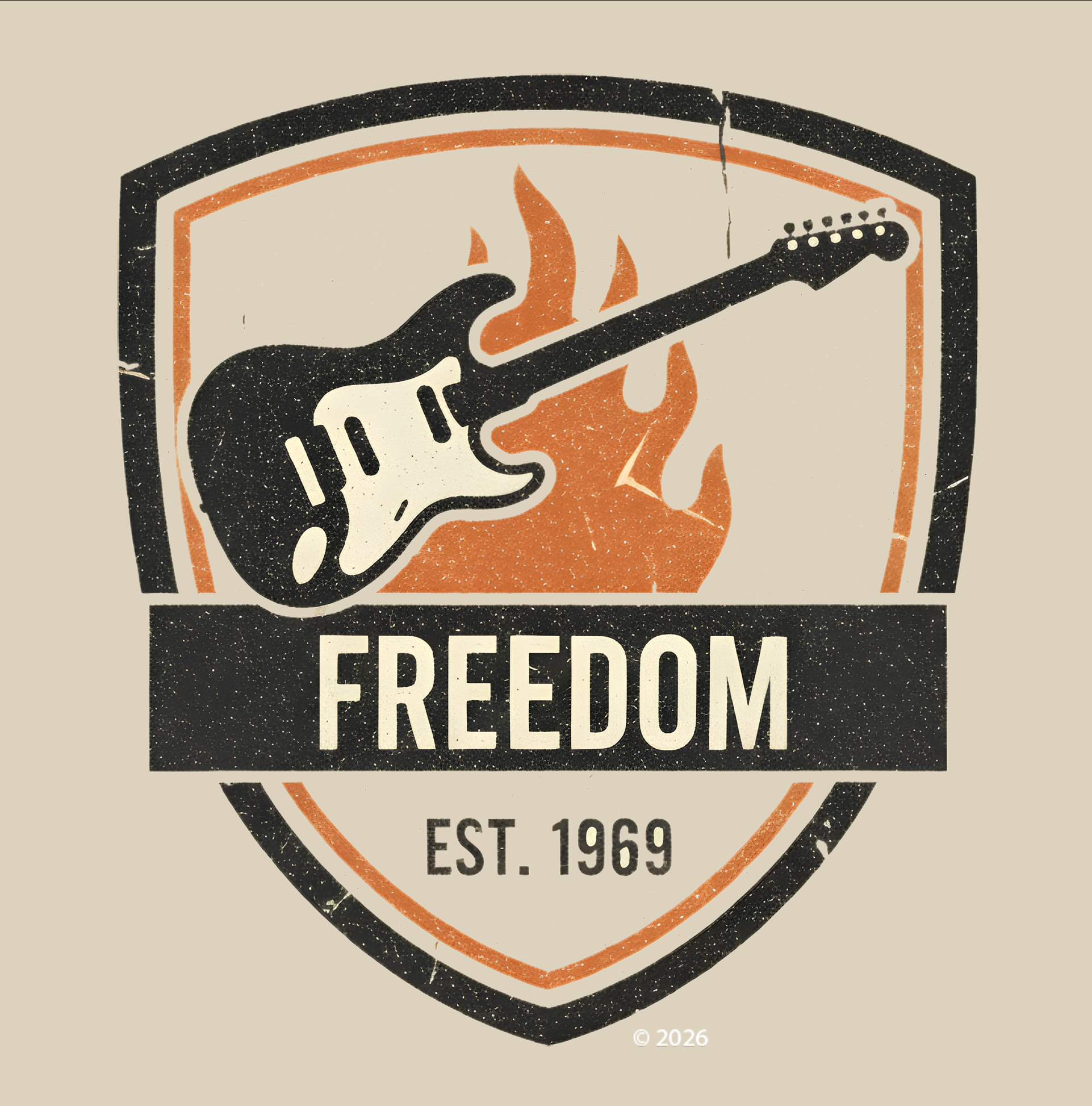 Freedom Guitar Shield T‑Shirt – Vintage Rock Guitar Tee product thumbnail image