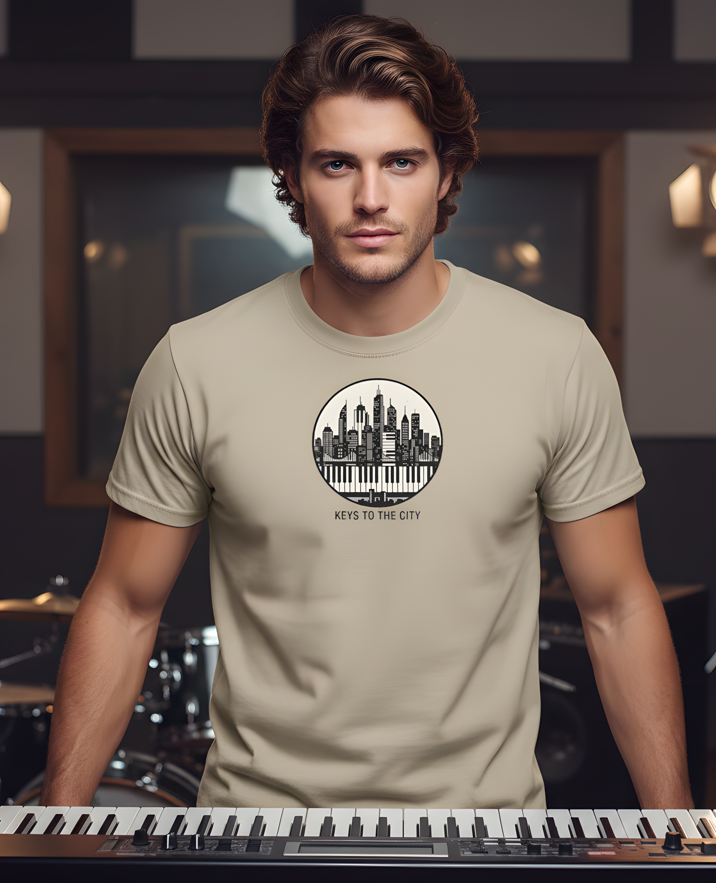 "Keys to the City" Piano Tee —  City Skyline Piano Graphic T‑Shirt product thumbnail image