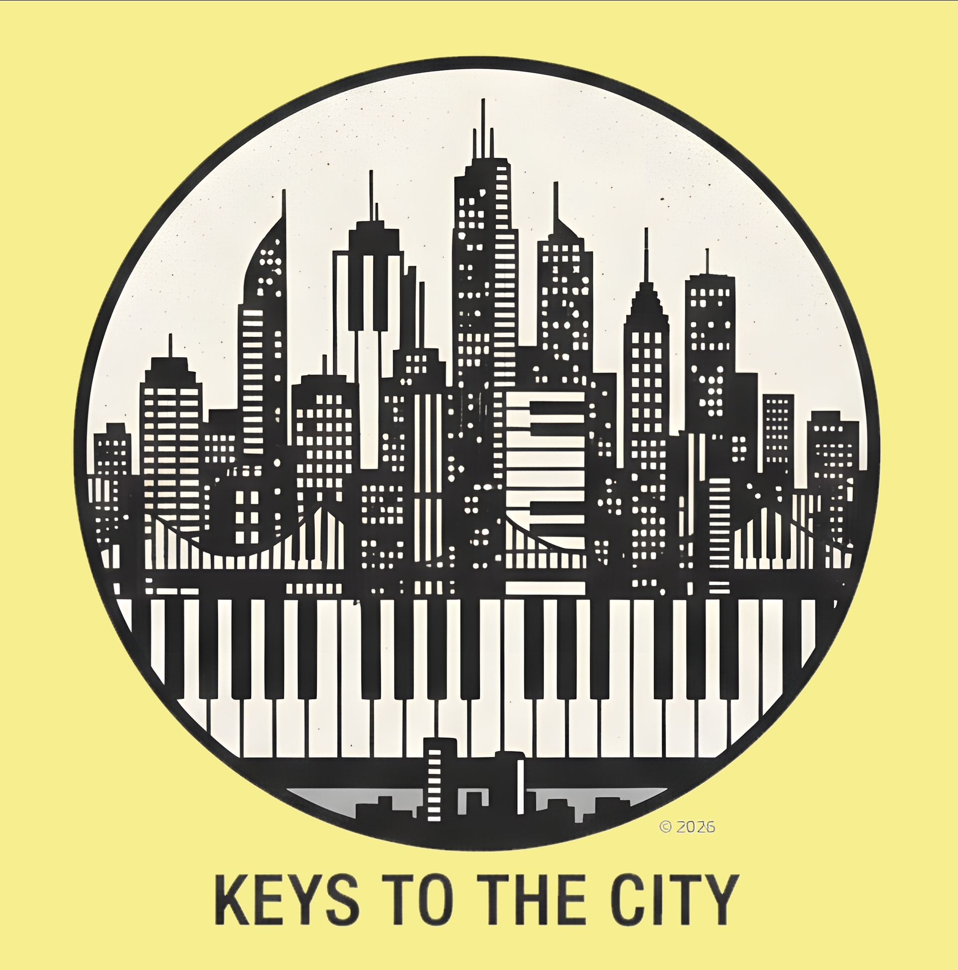"Keys to the City" Piano Tee — City Skyline Piano Graphic T‑Shirt product thumbnail image "Keys to the City" Piano Tee — City Skyline Piano Graphic T‑Shirt product thumbnail image