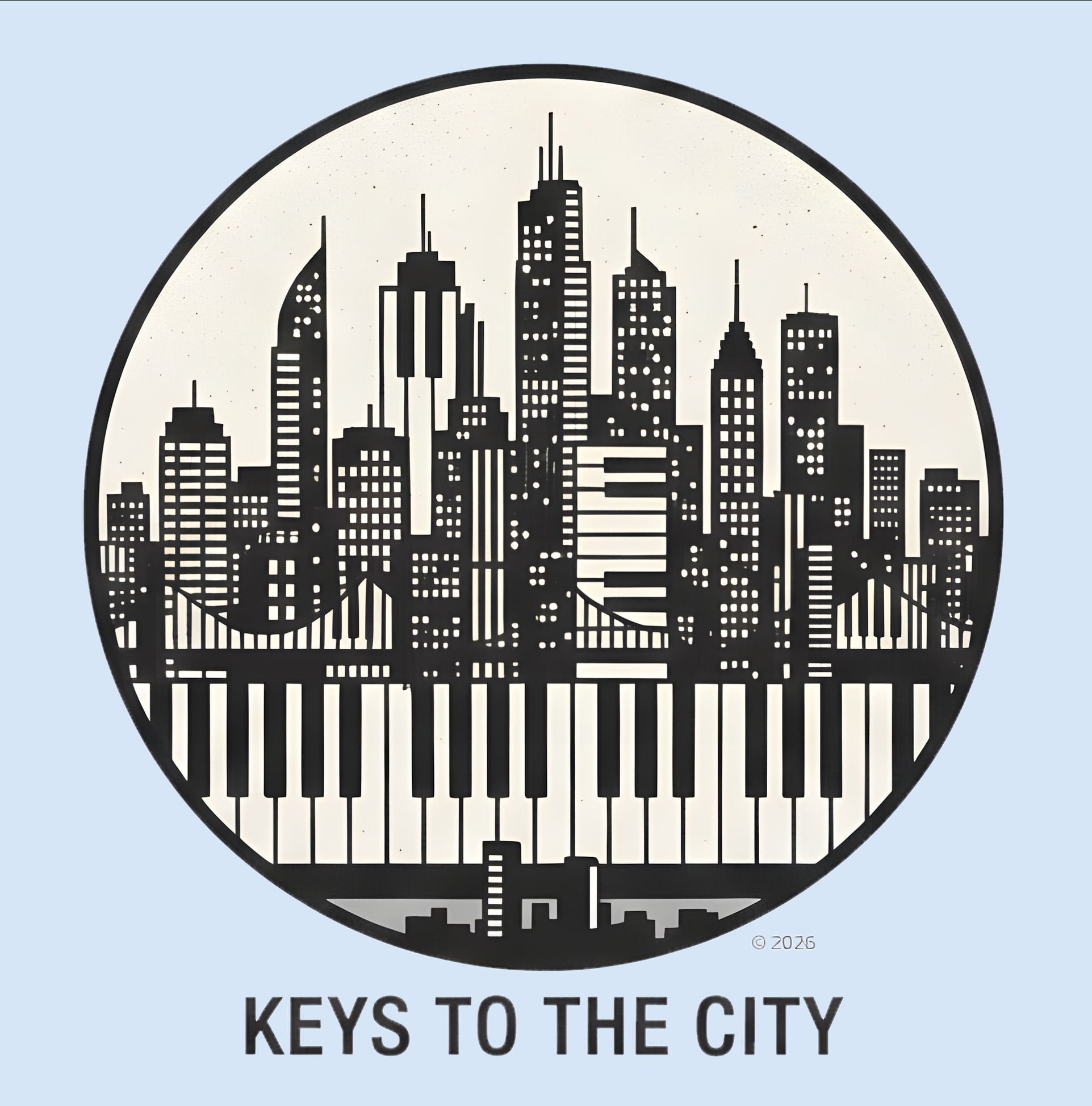 "Keys to the City" Piano Tee —  City Skyline Piano Graphic T‑Shirt product thumbnail image