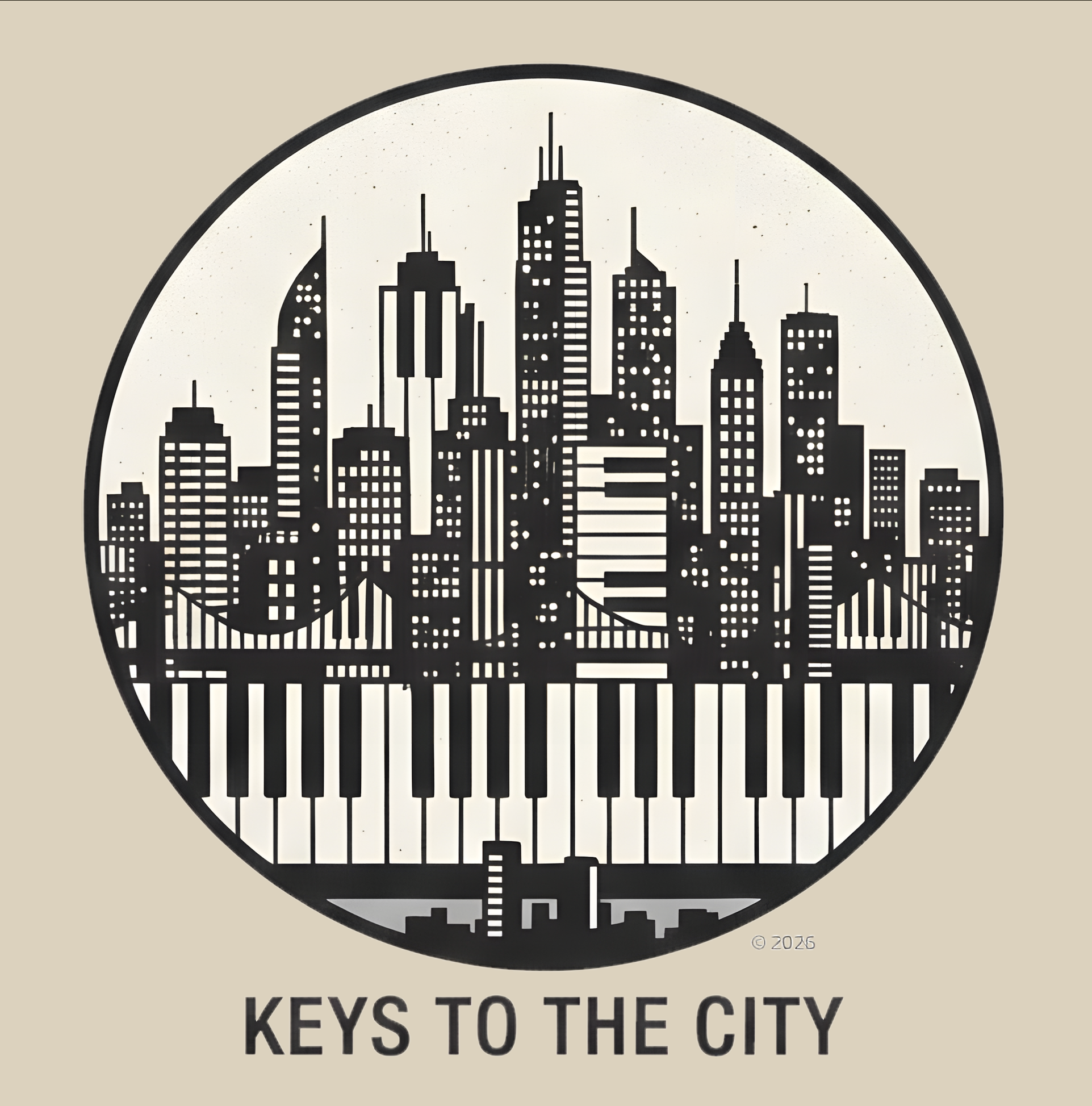 "Keys to the City" Piano Tee — City Skyline Piano Graphic T‑Shirt product thumbnail image "Keys to the City" Piano Tee — City Skyline Piano Graphic T‑Shirt product thumbnail image